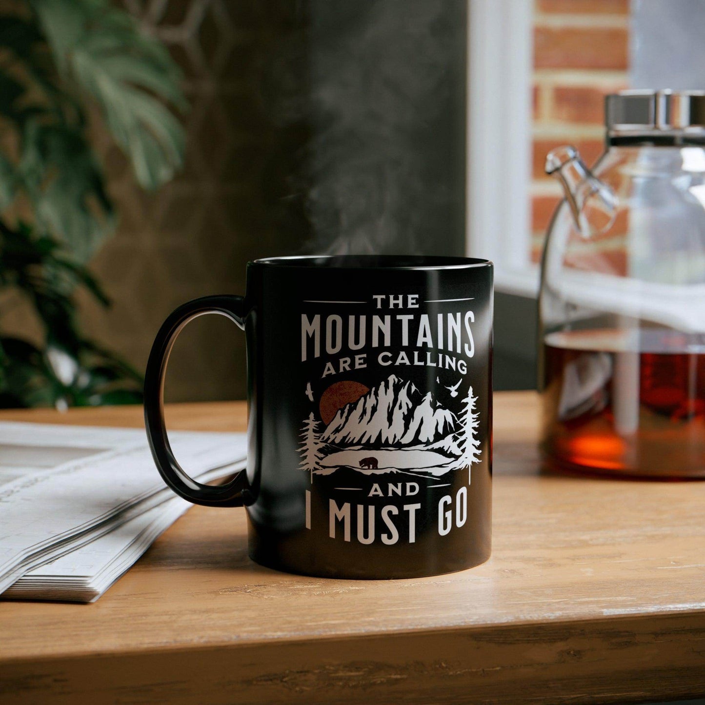 The Mountains are calling 11oz Black Mug - Giftsmojo