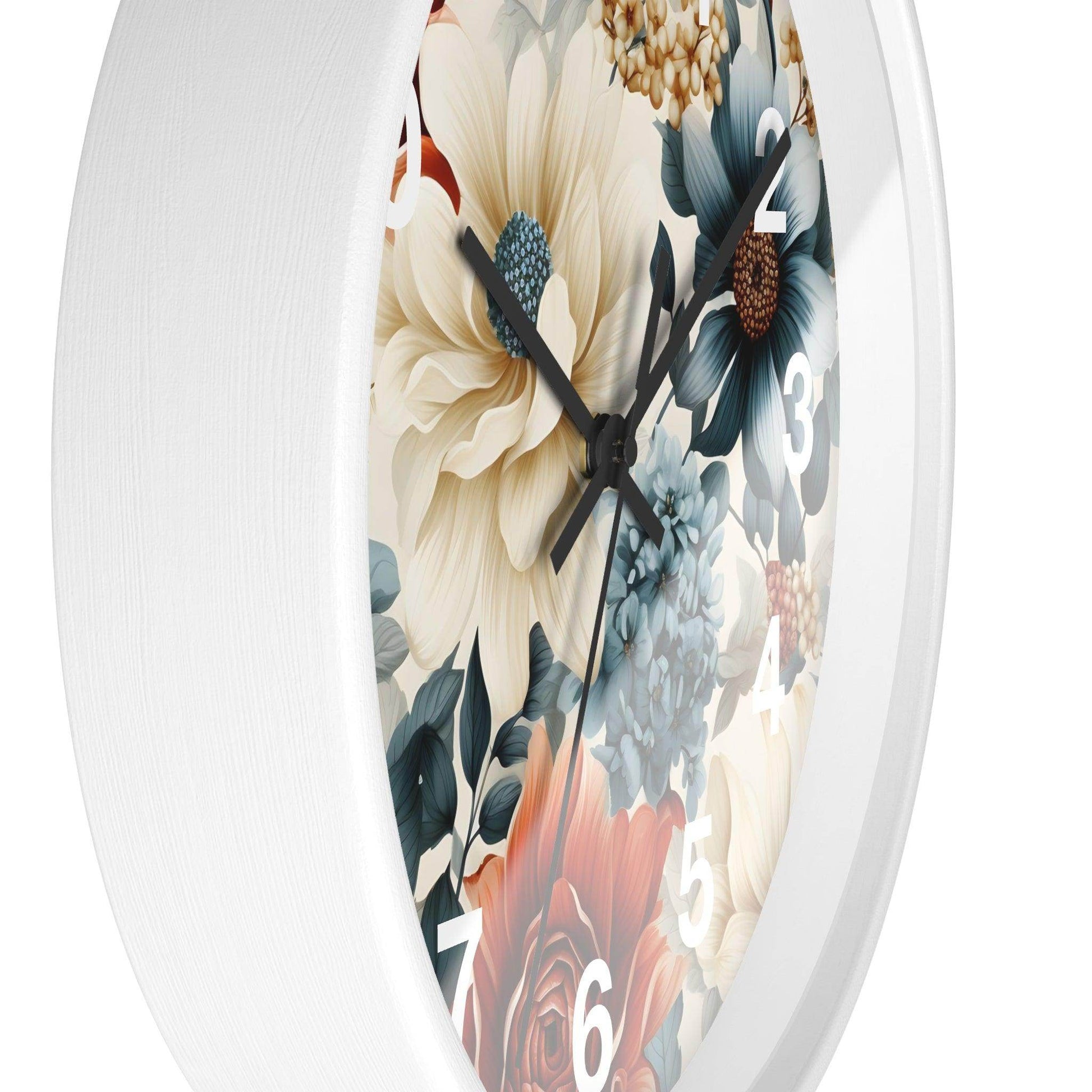 Wild Flower Wall Clock Floral Wall Clock Kids Room Home Decor New Home Gift House Warming Gift for New Home Owner, Dorm Room Clock Collage Student Clock - Giftsmojo