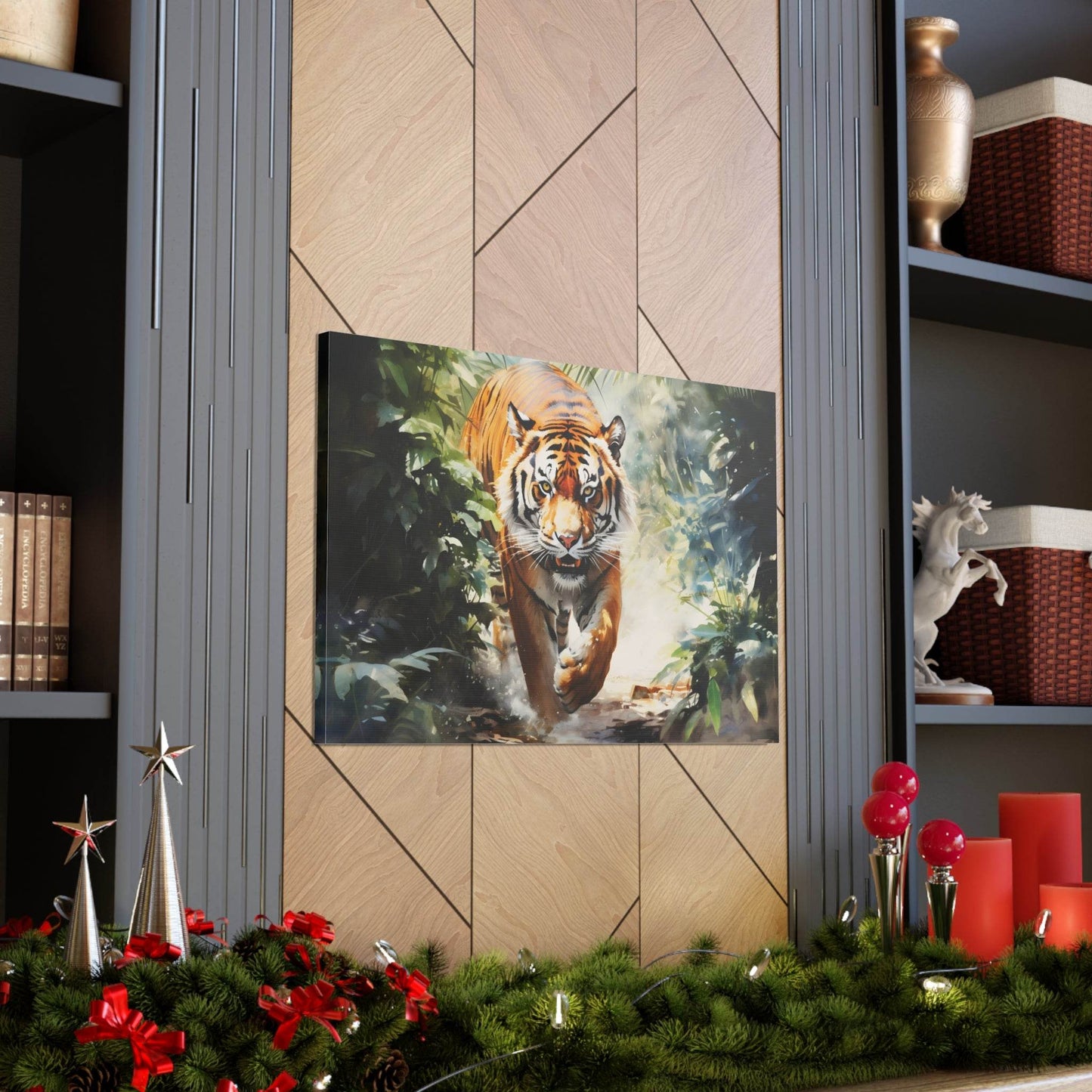 Watercolor Tiger In Nature Art Canvas Gallery Wraps Tiger Print Large Canvas Art Animal Wall Art minimalist Wall Art Lover Gift - Giftsmojo