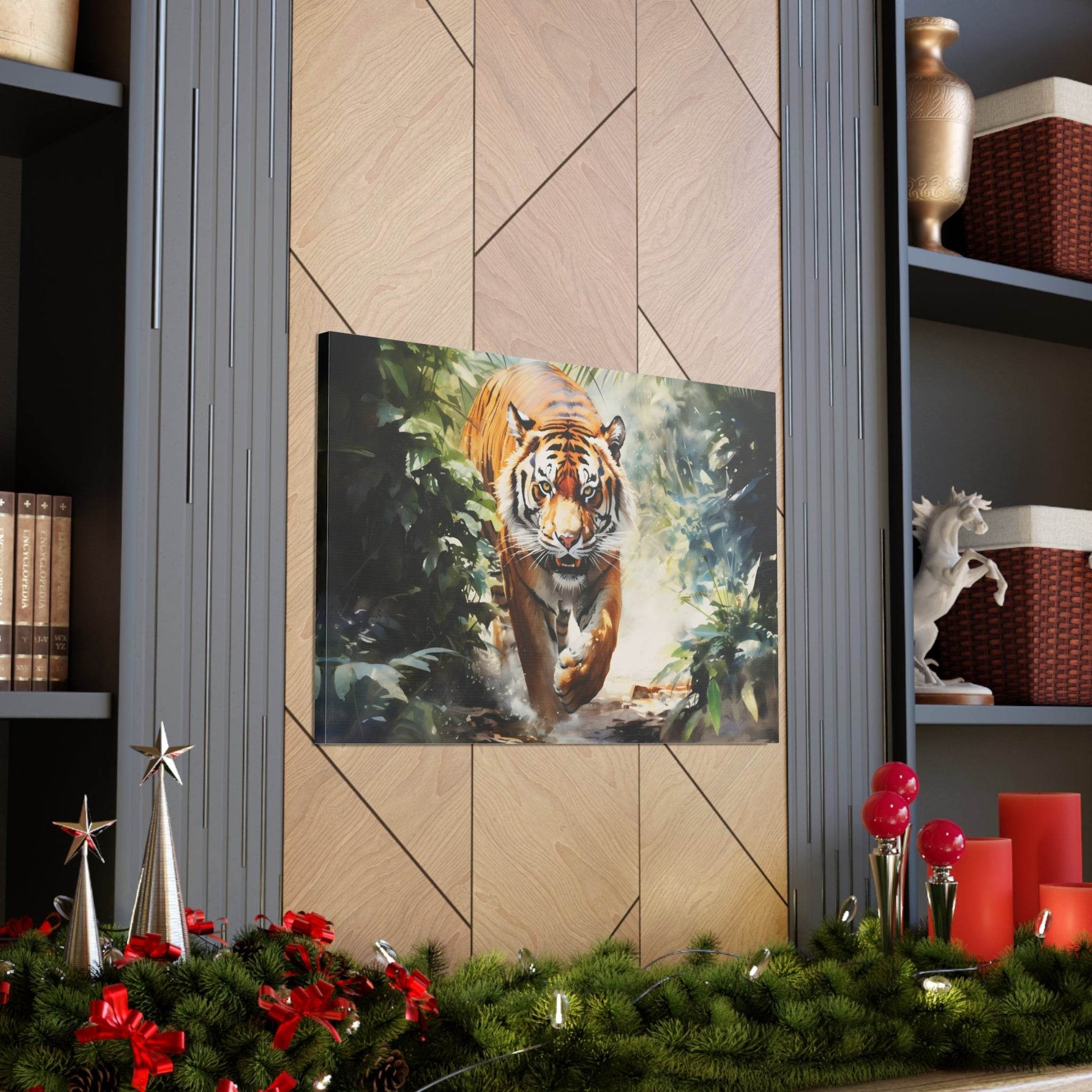 Watercolor Tiger In Nature Art Canvas Gallery Wraps Tiger Print Large Canvas Art Animal Wall Art minimalist Wall Art Lover Gift - Giftsmojo