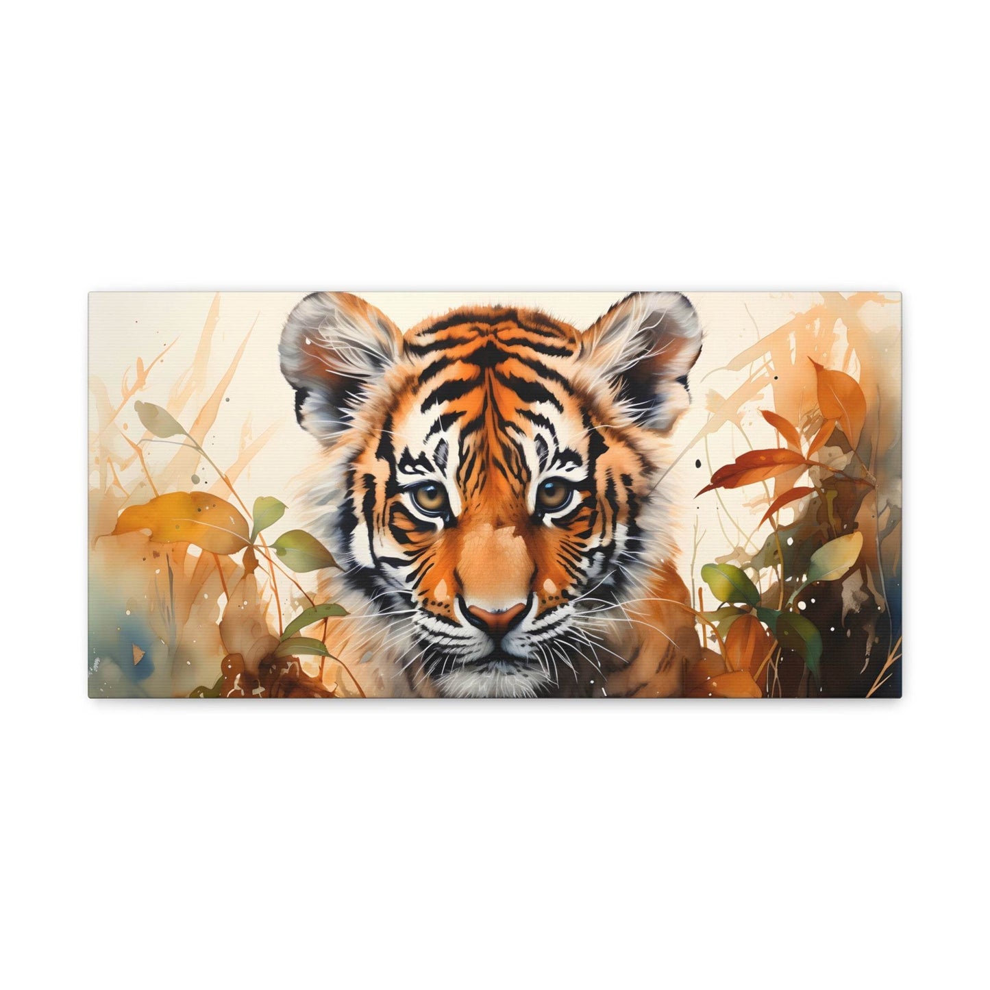 Watercolor Baby Tiger In Nature Art Canvas Gallery Wraps Tiger Print Large Canvas Art Animal Wall Art minimalist Wall Art Lover Gift - Giftsmojo