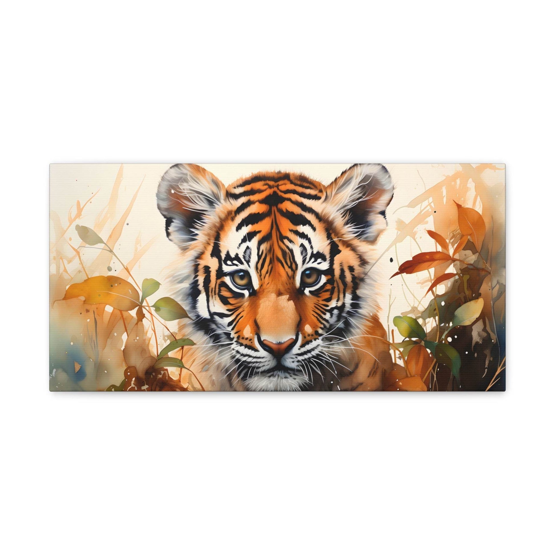 Watercolor Baby Tiger In Nature Art Canvas Gallery Wraps Tiger Print Large Canvas Art Animal Wall Art minimalist Wall Art Lover Gift - Giftsmojo
