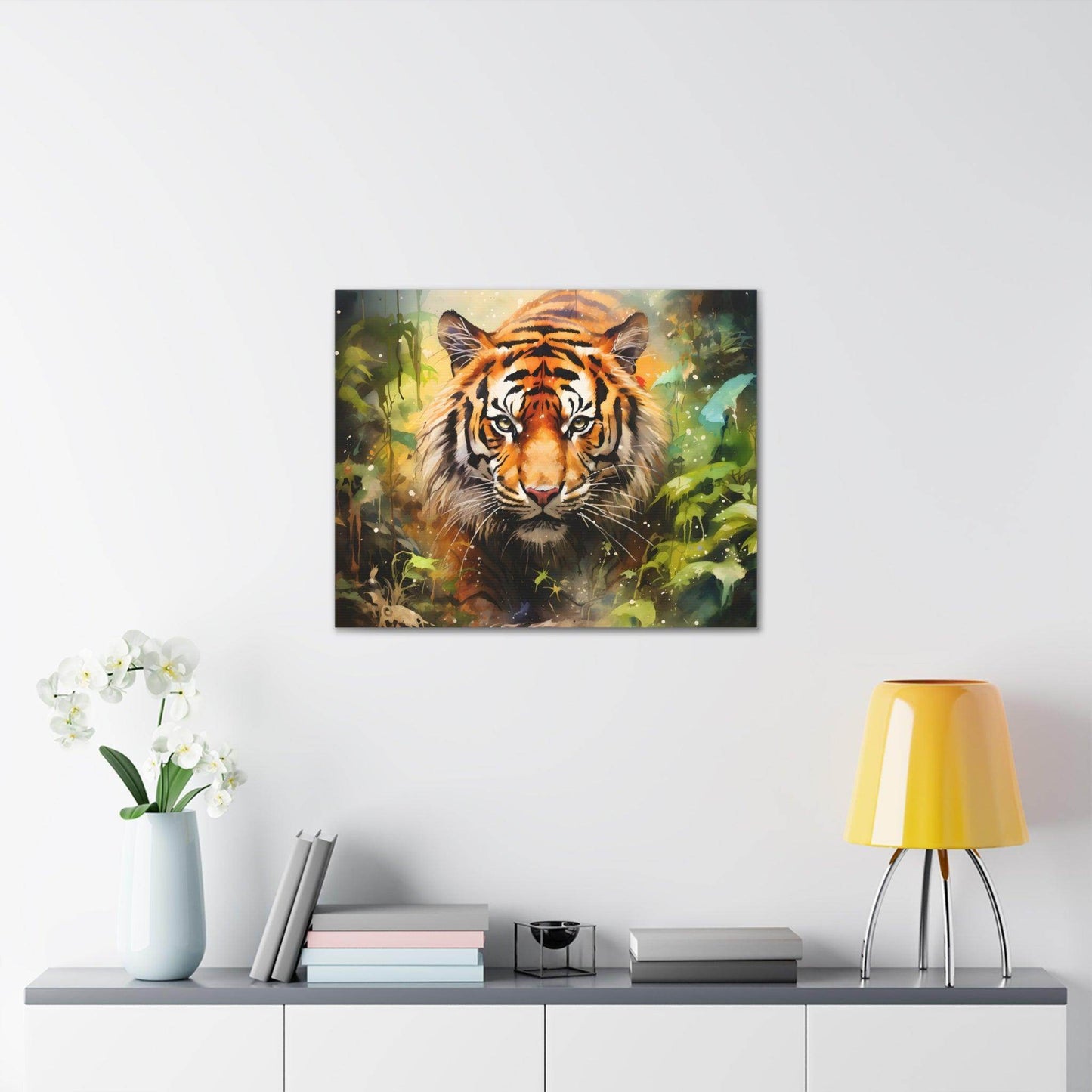 Watercolor Tiger In Nature Art Canvas Gallery Wraps Tiger Print Large Canvas Art Animal Wall Art minimalist Wall Art Lover Gift - Giftsmojo