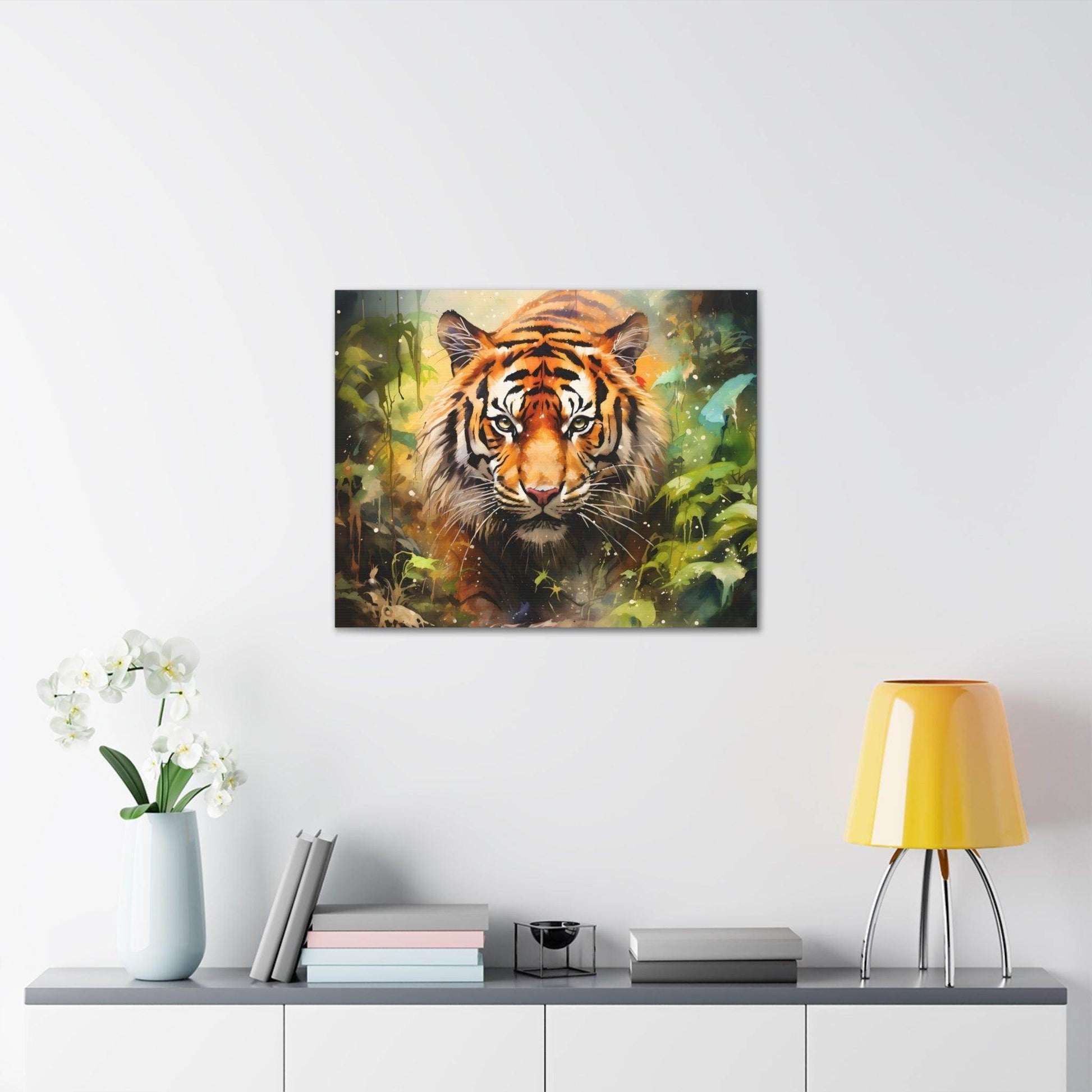 Watercolor Tiger In Nature Art Canvas Gallery Wraps Tiger Print Large Canvas Art Animal Wall Art minimalist Wall Art Lover Gift - Giftsmojo