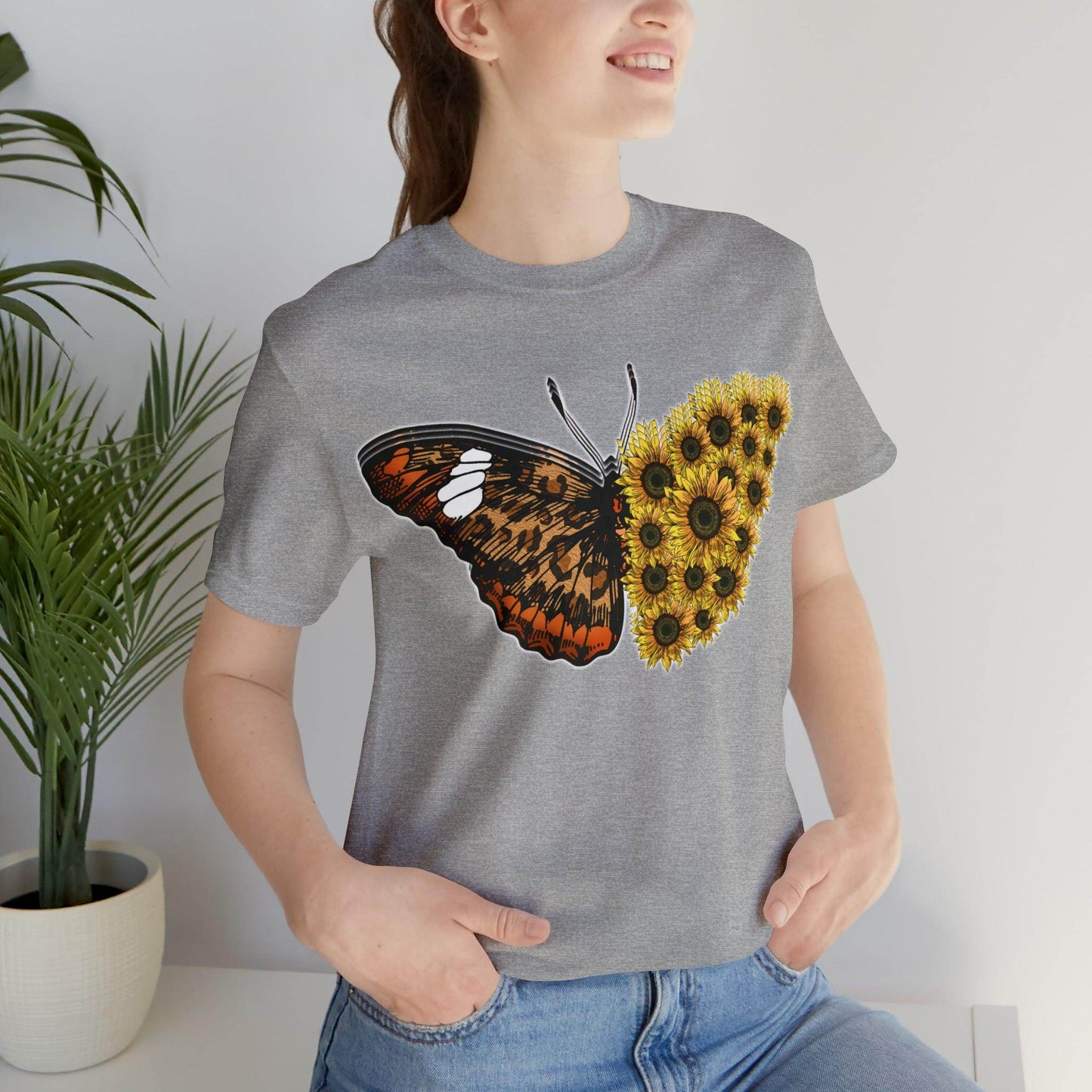 Butterfly Shirt, Sunflower Shirt, Insect Shirt Nature love T shirtFloral Tee Shirt, Flower Shirt, Garden Shirt, Womens Fall Summer shirt - Giftsmojo