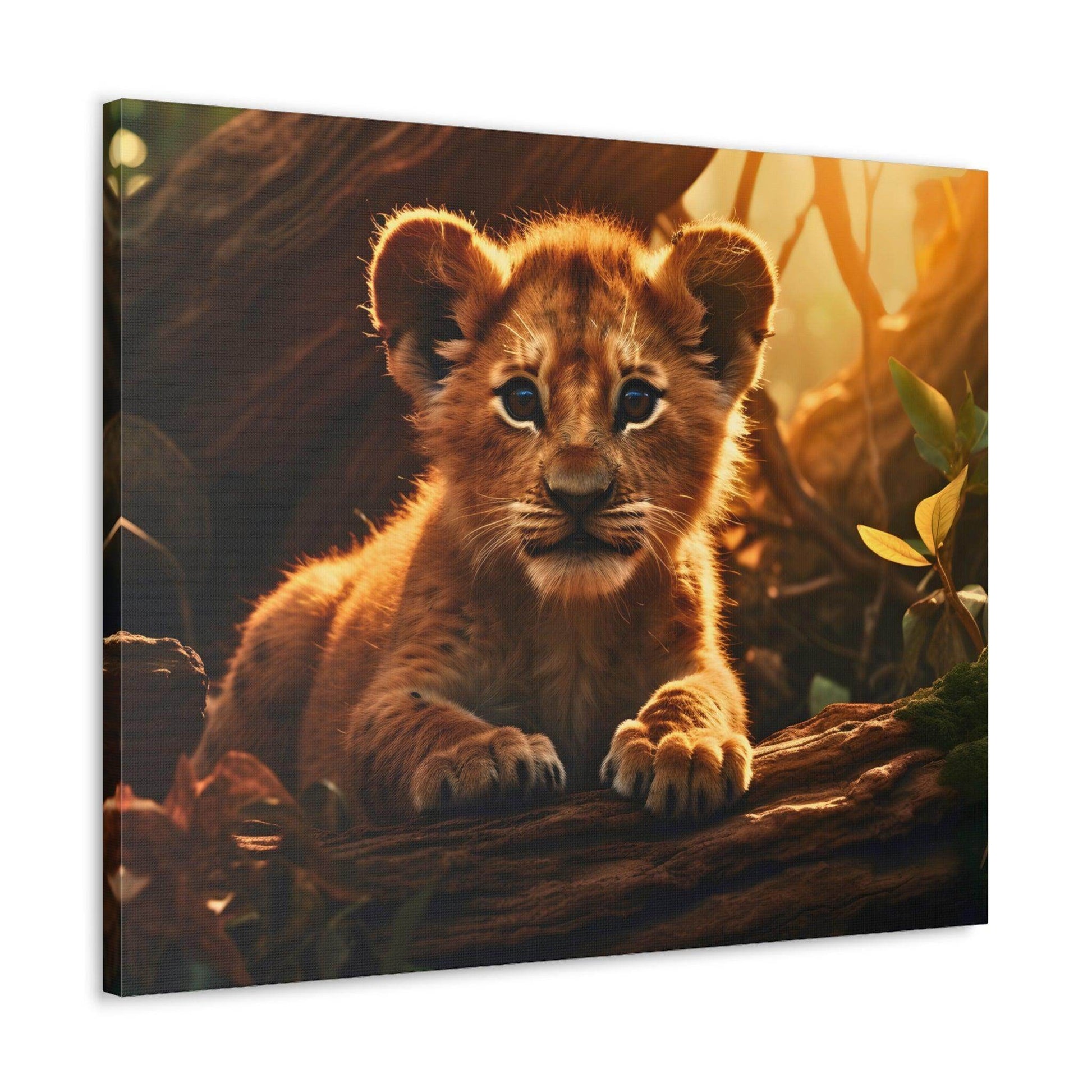 Baby Lion Cub Print Animal Nature Art Safari Nursery Canvas Gallery Wraps Baby Lion Print Large Canvas Art Animal Wall Art Lover Gift - Giftsmojo