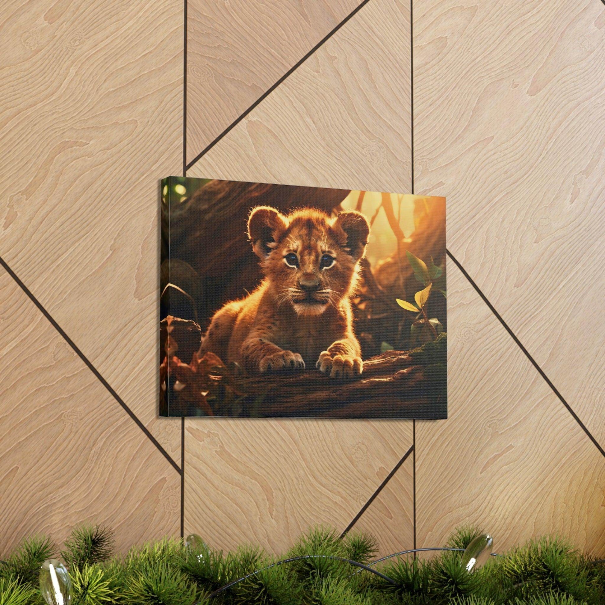 Baby Lion Cub Print Animal Nature Art Safari Nursery Canvas Gallery Wraps Baby Lion Print Large Canvas Art Animal Wall Art Lover Gift - Giftsmojo