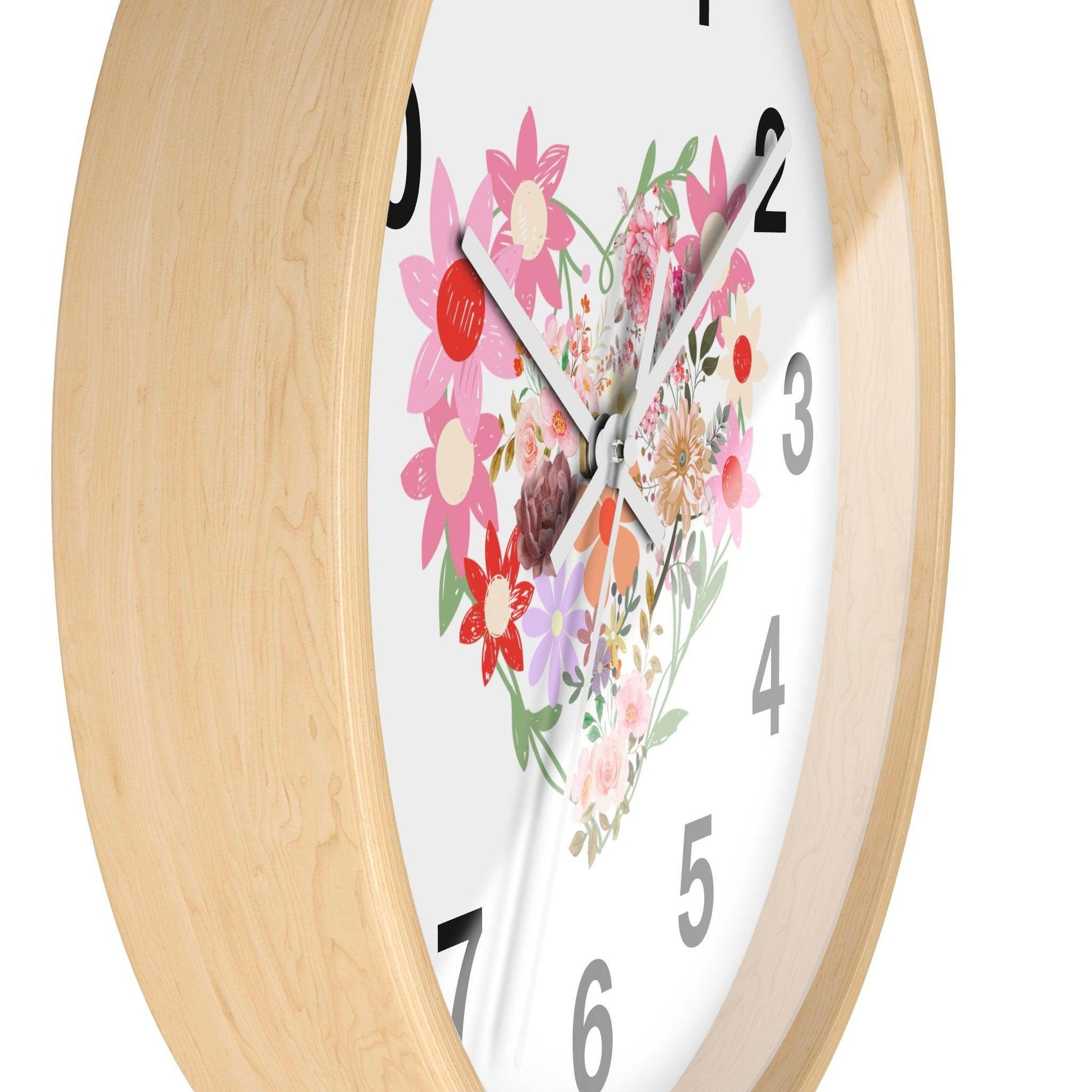 Flower wall clock, Flower Heart Wall clock, Floral Wall Clock, Home decor gift, House Warming gift, New Home Gift, Mom gift - Giftsmojo