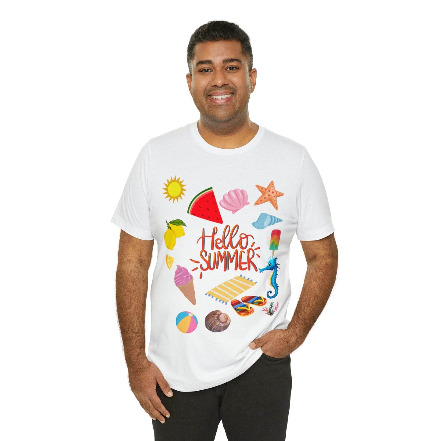 Hello Summer shirt, Summer shirts for women and men, Summer Casual Top Tee - Giftsmojo