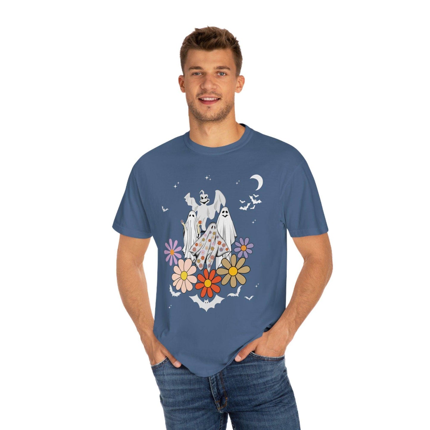 Floral Ghost Tshirt Retro Halloween Tshirt, Trick or Treat shirt, Vintage Shirt Halloween Shirt - Giftsmojo