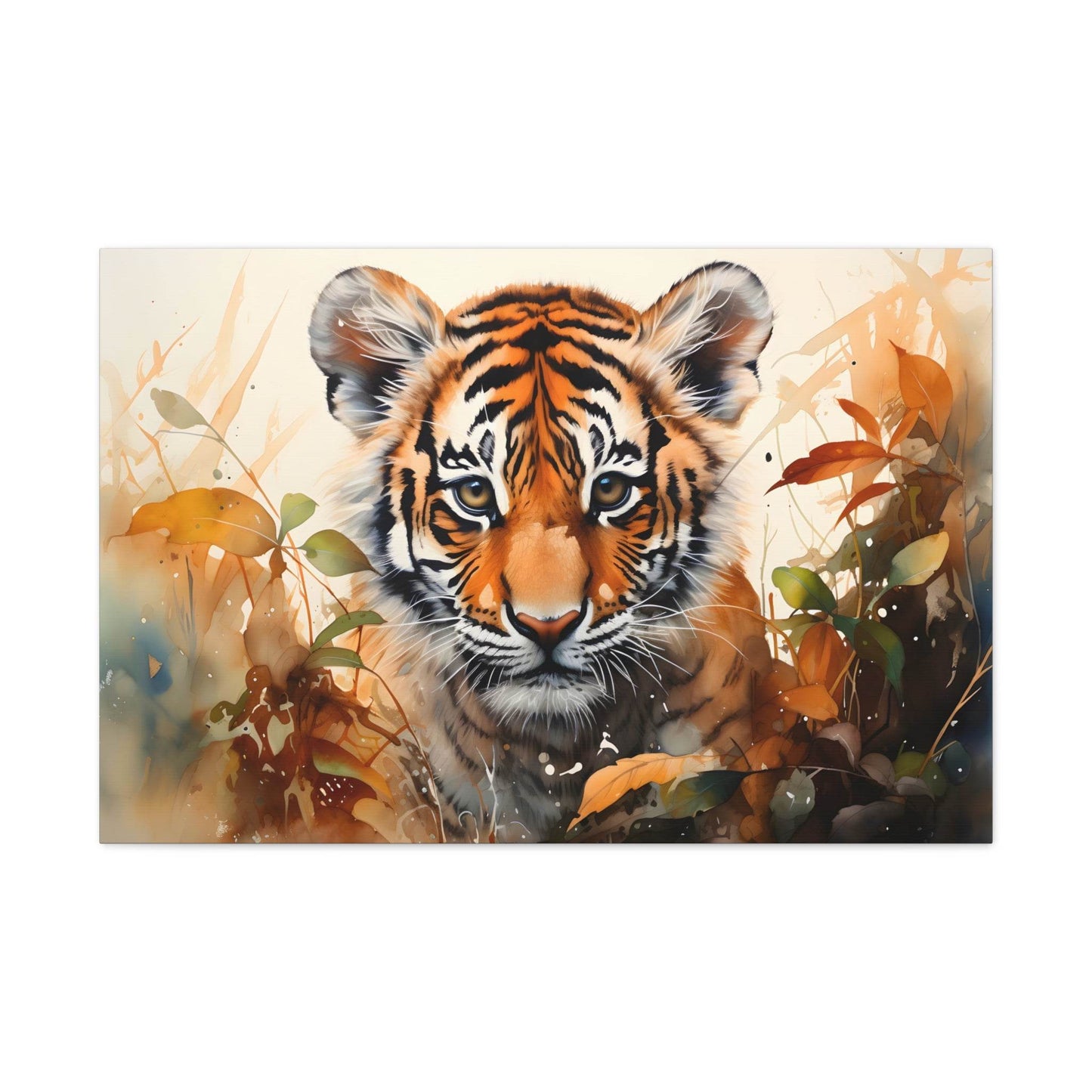 Watercolor Baby Tiger In Nature Art Canvas Gallery Wraps Tiger Print Large Canvas Art Animal Wall Art minimalist Wall Art Lover Gift - Giftsmojo
