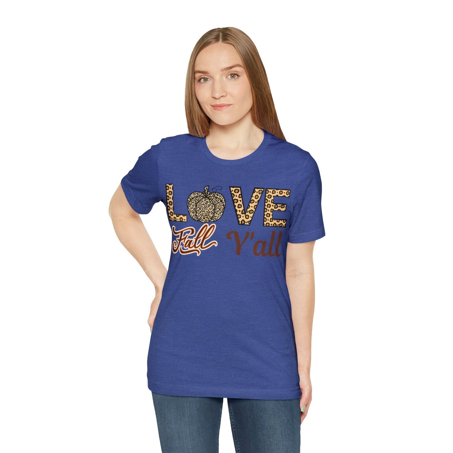 Leopard Print Love Fall Y'all Shirt, Pumpkin Shirt, Fall Shirt for Fall Lovers, Fall Gift - Giftsmojo