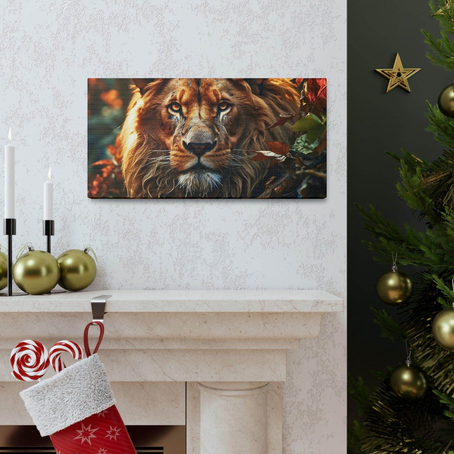 Lion In Nature Art Canvas Gallery Wraps Lion Print Large Canvas Art Animal Wall Art minimalist Wall Art Lover Gift - Giftsmojo