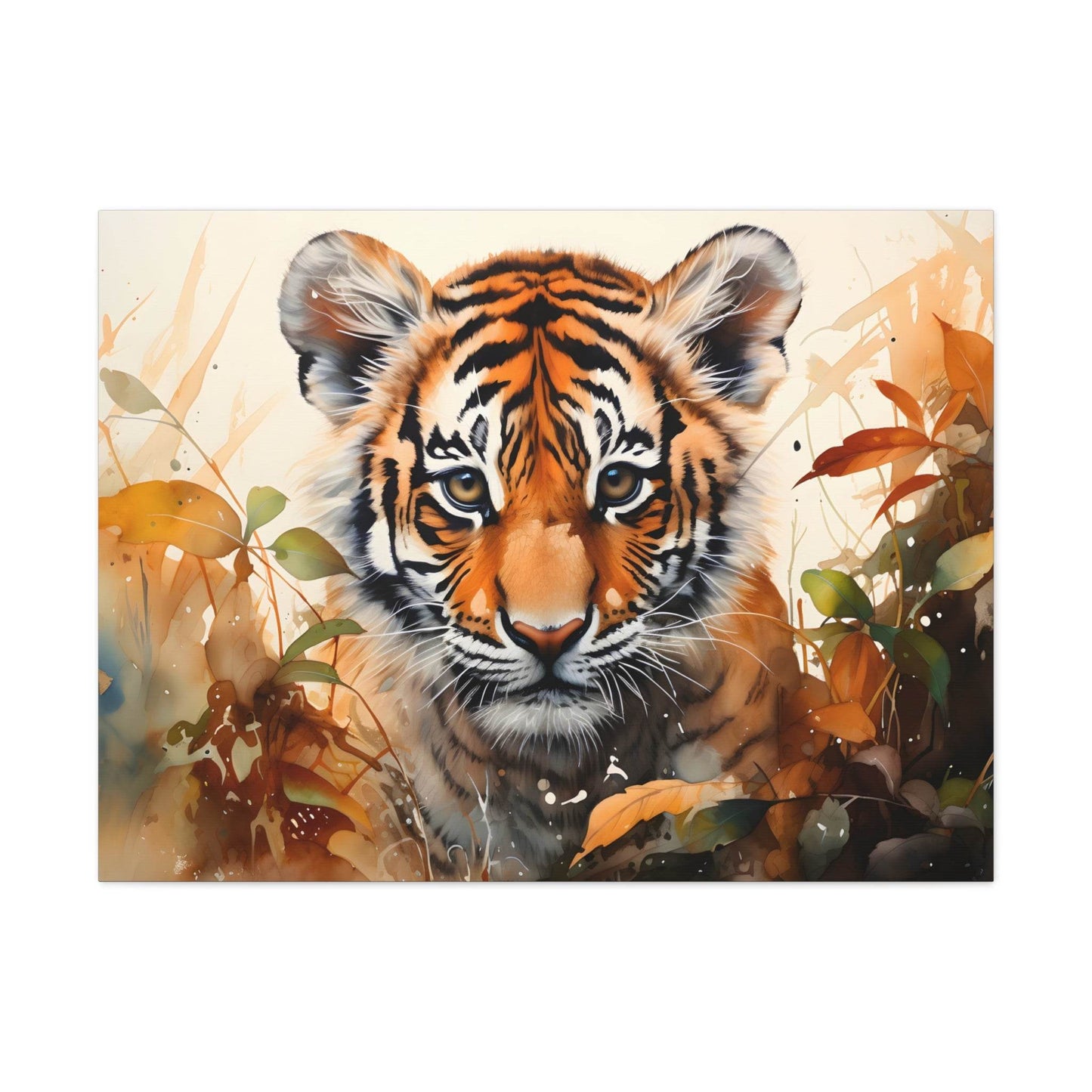 Watercolor Baby Tiger In Nature Art Canvas Gallery Wraps Tiger Print Large Canvas Art Animal Wall Art minimalist Wall Art Lover Gift - Giftsmojo