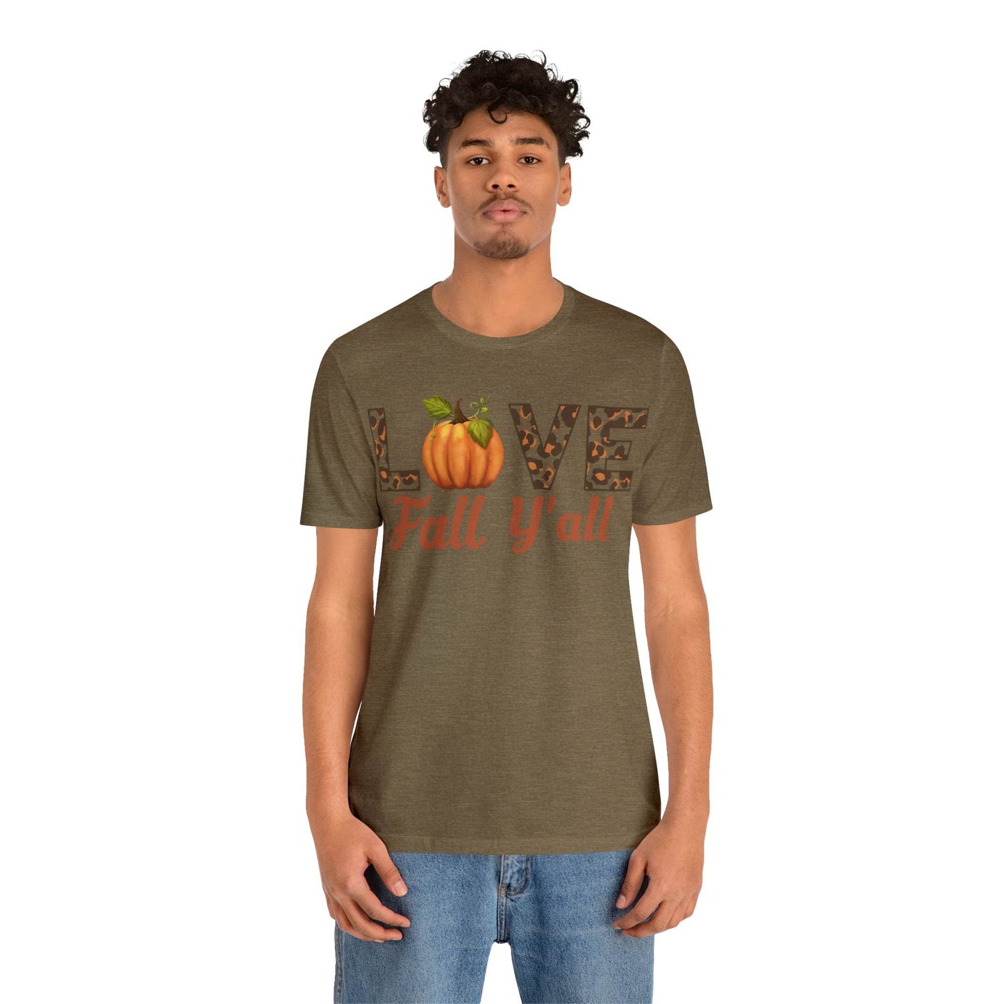 Leopard Print Love Fall Y'all Shirt, Pumpkin Shirt, Fall Shirt for Fall Lover, Fall gift - Giftsmojo