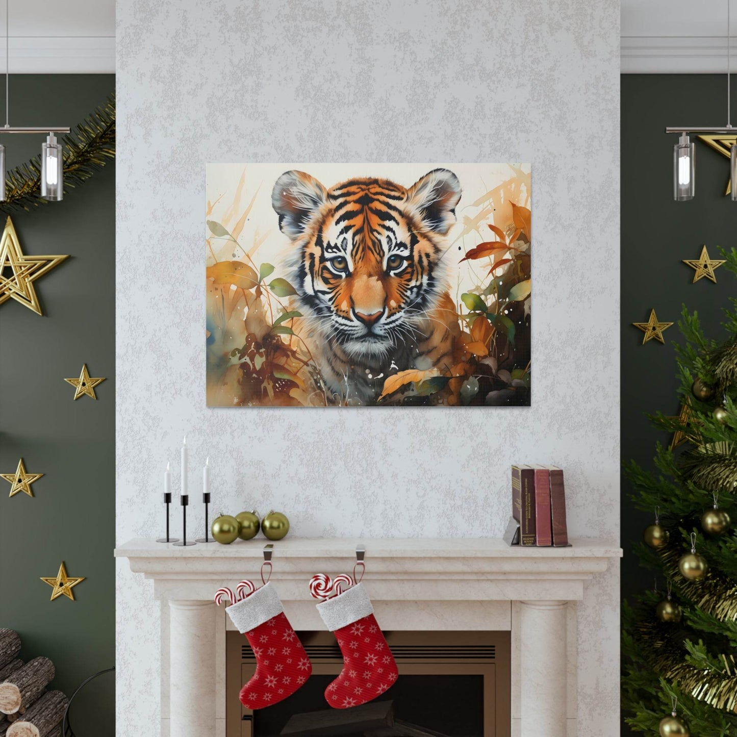 Watercolor Baby Tiger In Nature Art Canvas Gallery Wraps Tiger Print Large Canvas Art Animal Wall Art minimalist Wall Art Lover Gift - Giftsmojo