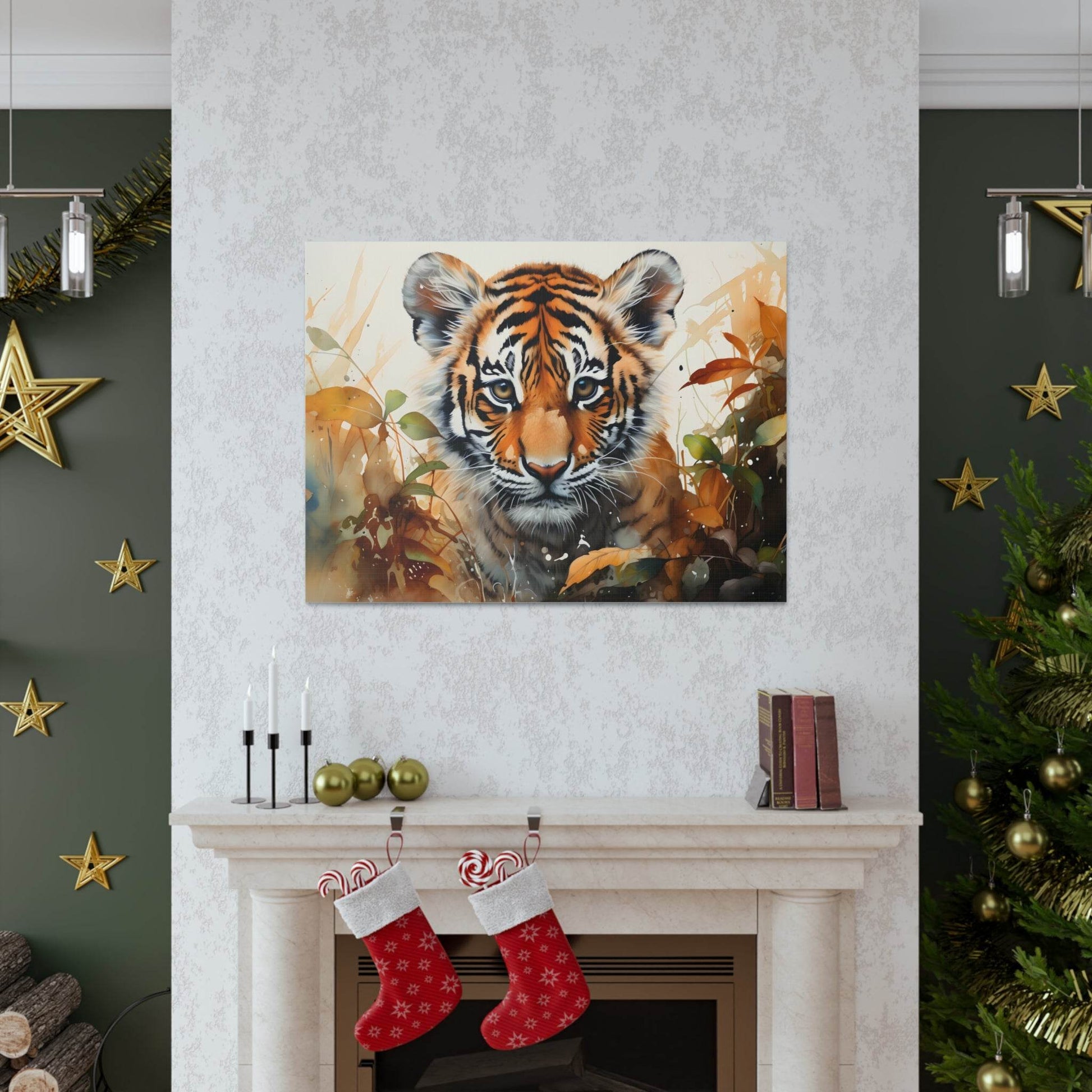 Watercolor Baby Tiger In Nature Art Canvas Gallery Wraps Tiger Print Large Canvas Art Animal Wall Art minimalist Wall Art Lover Gift - Giftsmojo