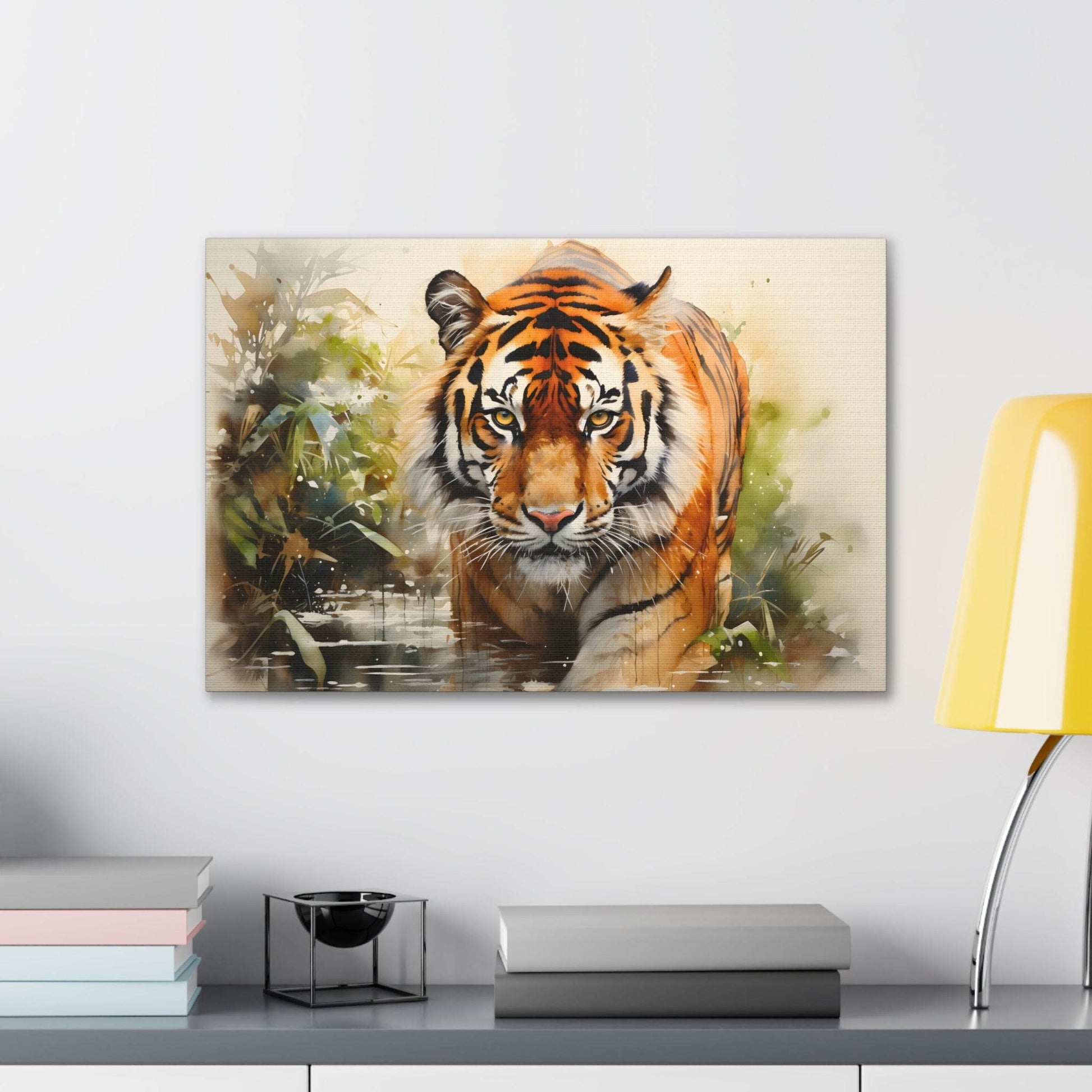 Watercolor Tiger In Nature Art Canvas Gallery Wraps Tiger Print Large Canvas Art Animal Wall Art minimalist Wall Art Lover Gift - Giftsmojo
