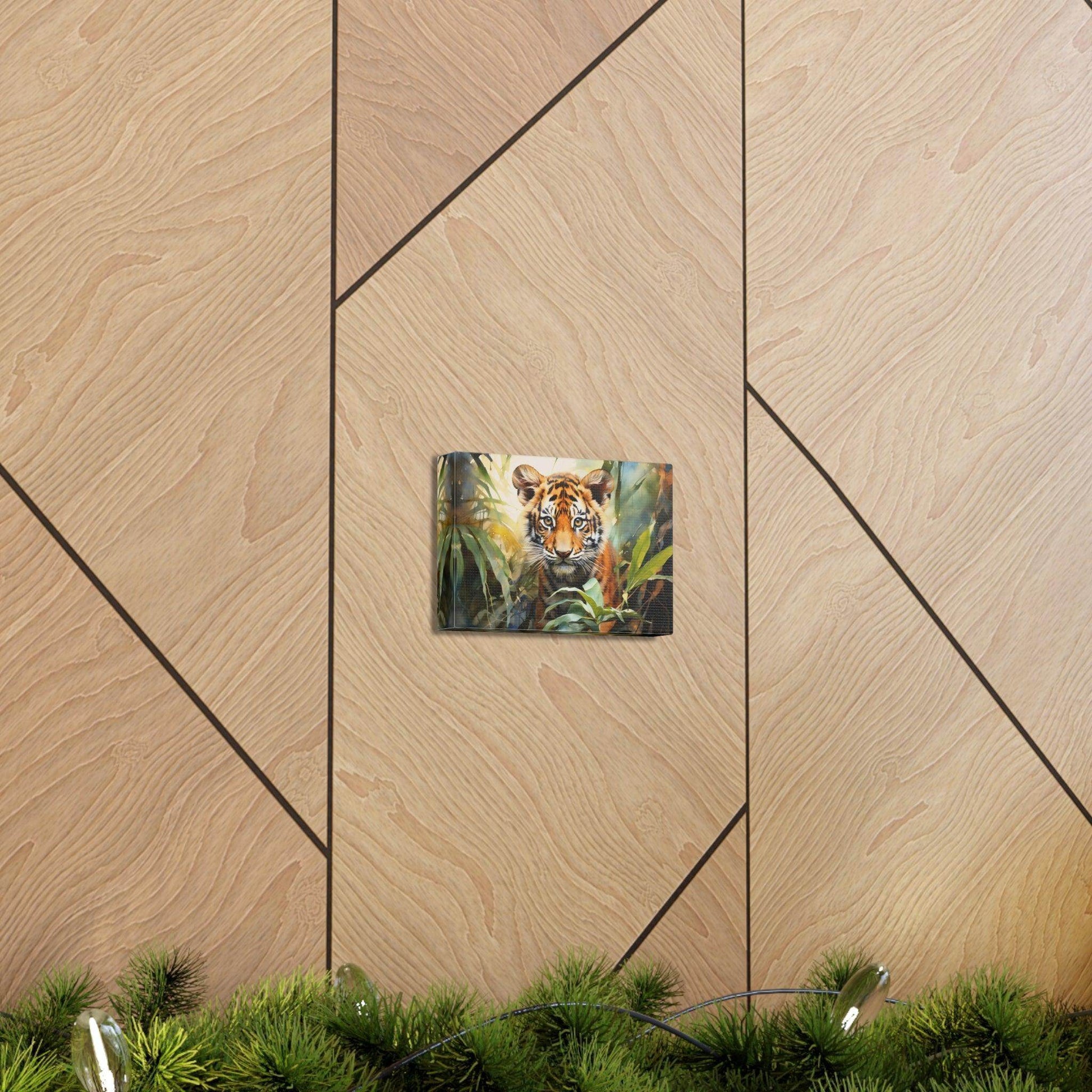Watercolor Baby Tiger In Nature Art Canvas Gallery Wraps Tiger Print Large Canvas Art Animal Wall Art minimalist Wall Art Lover Gift - Giftsmojo