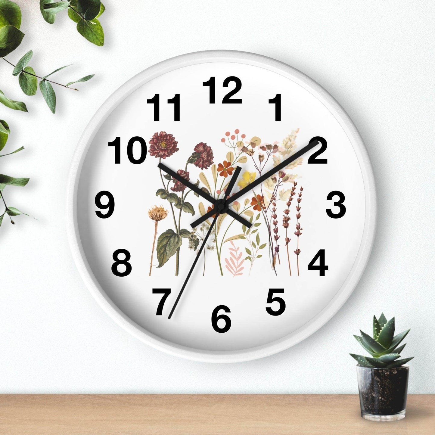 Flower wall clock, Wall clock. Floral Wall Clock, Home decor gift, House Warming gift, unique Gift, Mom gift - Giftsmojo