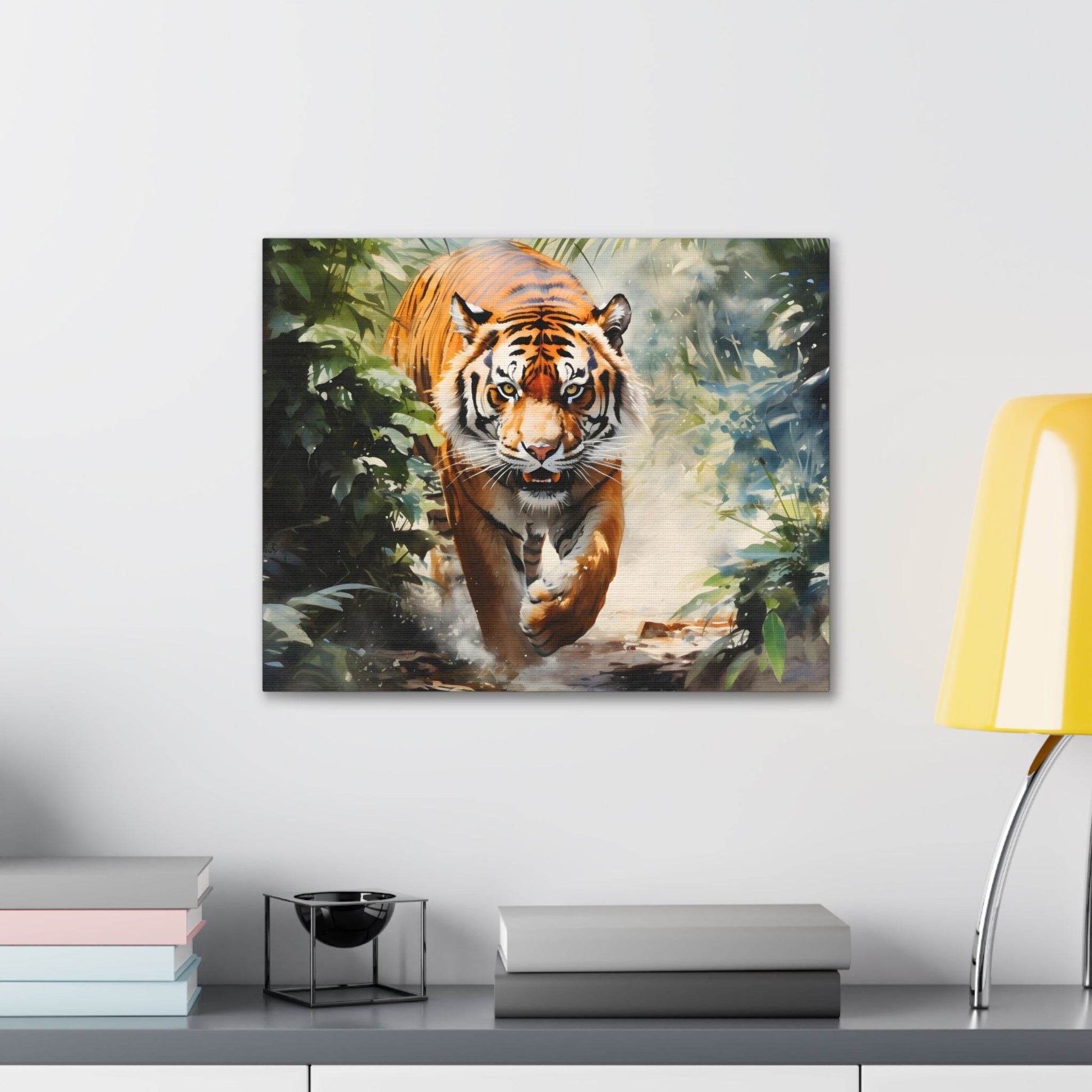 Watercolor Tiger In Nature Art Canvas Gallery Wraps Tiger Print Large Canvas Art Animal Wall Art minimalist Wall Art Lover Gift - Giftsmojo
