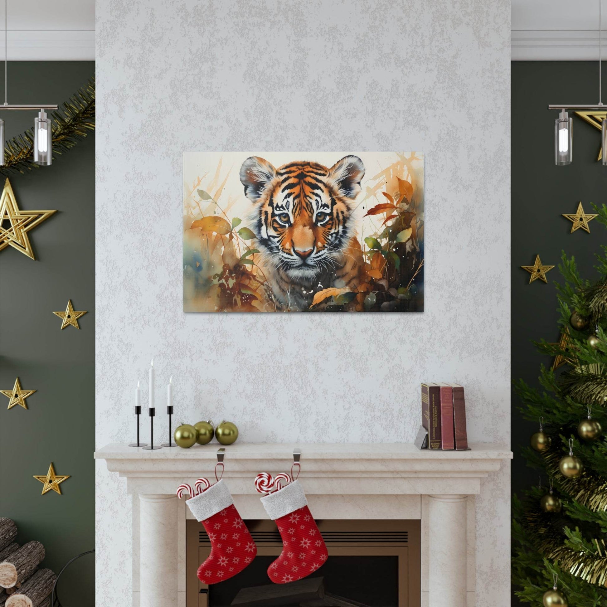 Watercolor Baby Tiger In Nature Art Canvas Gallery Wraps Tiger Print Large Canvas Art Animal Wall Art minimalist Wall Art Lover Gift - Giftsmojo