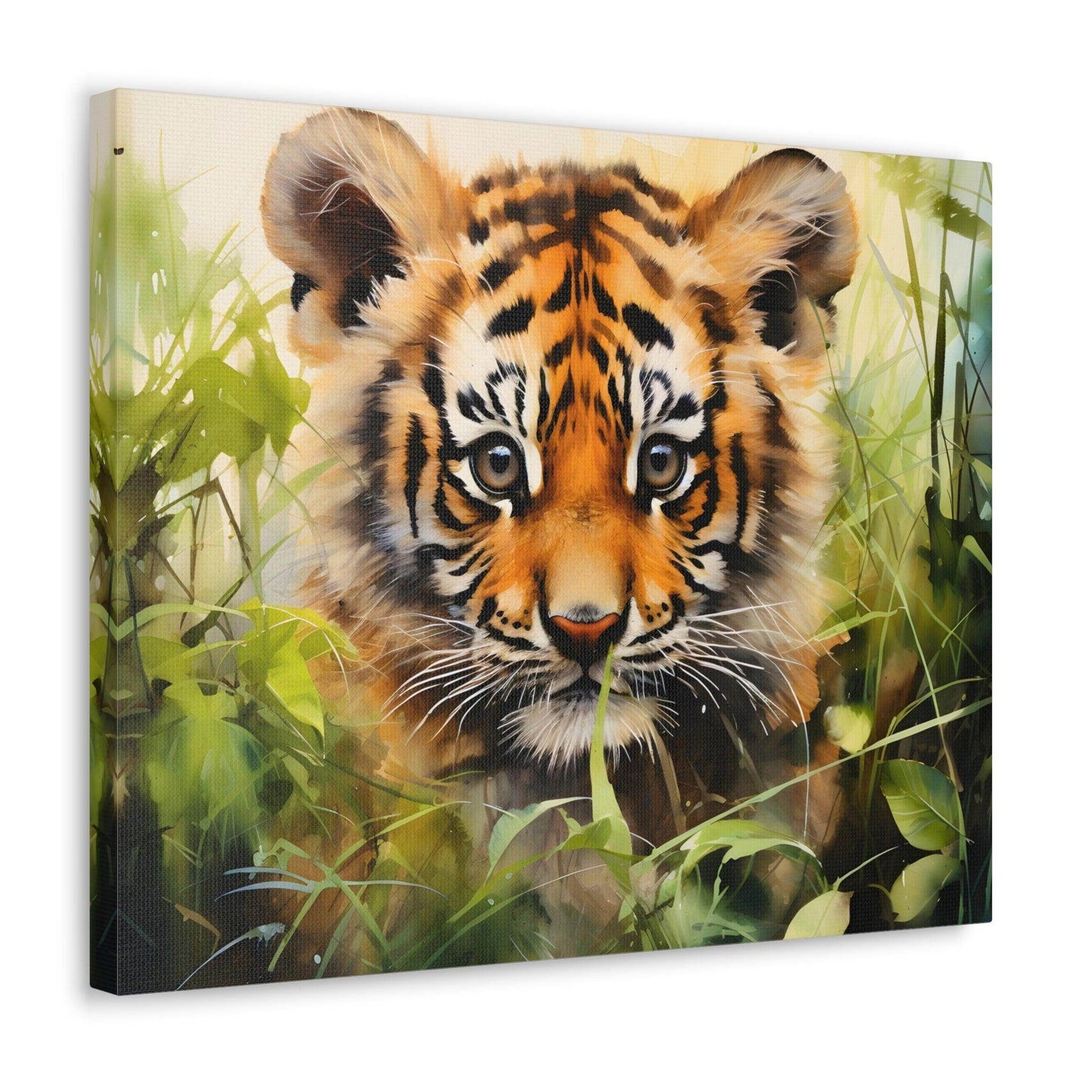 Watercolor Baby Tiger In Nature Art Canvas Gallery Wraps Tiger Print Large Canvas Art Animal Wall Art minimalist Wall Art Lover Gift - Giftsmojo