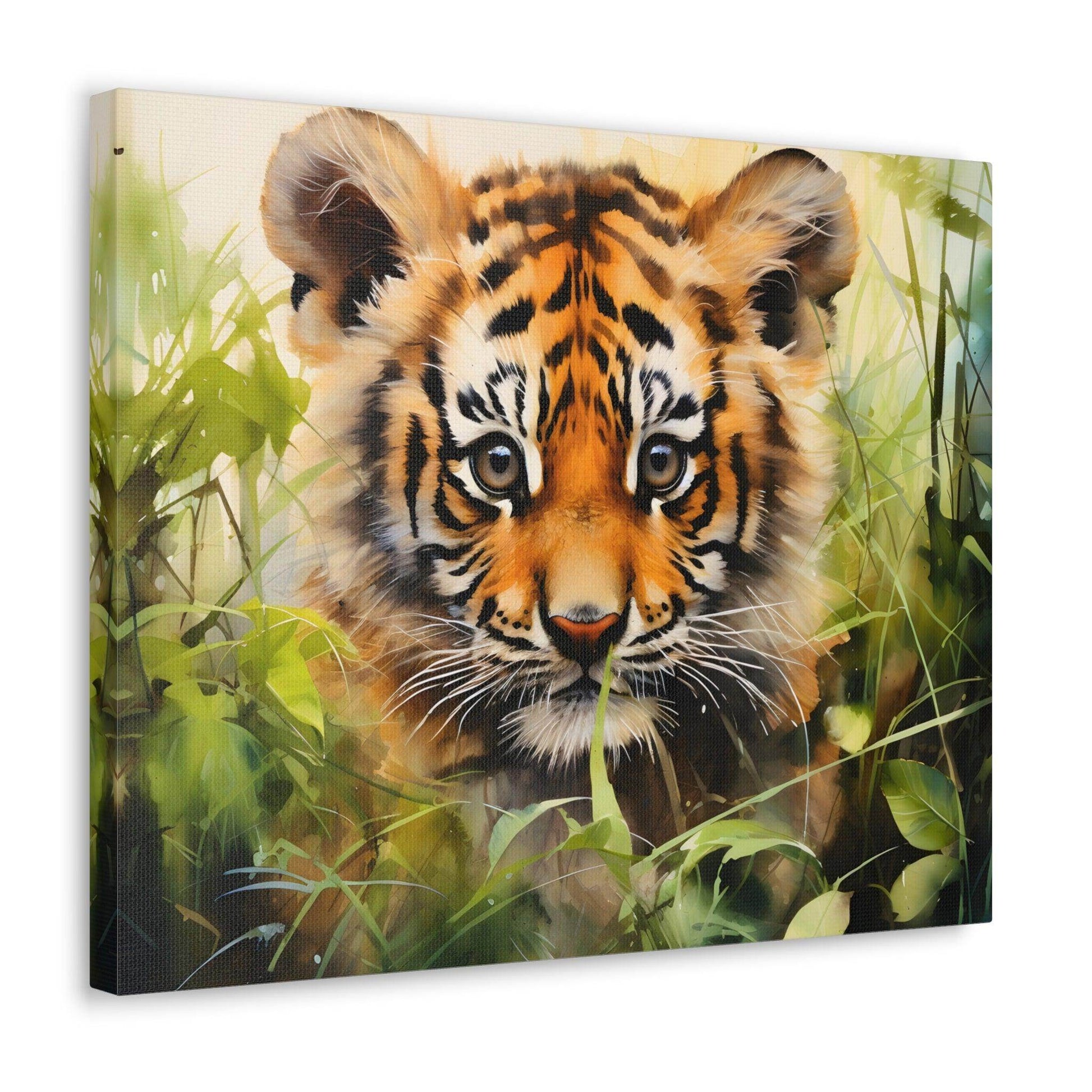 Watercolor Baby Tiger In Nature Art Canvas Gallery Wraps Tiger Print Large Canvas Art Animal Wall Art minimalist Wall Art Lover Gift - Giftsmojo