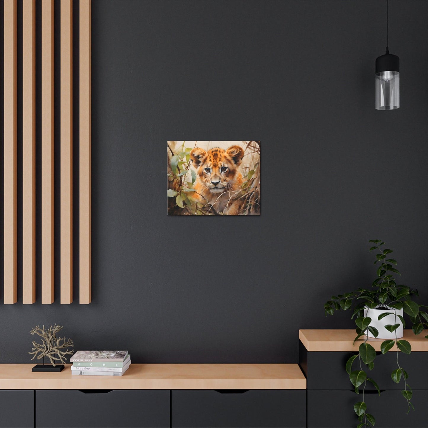 Watercolor Baby Lion In Nature Art Canvas Gallery Wraps Baby Lion Print Large Canvas Art Animal Wall Art minimalist Wall Art Lover Gift - Giftsmojo