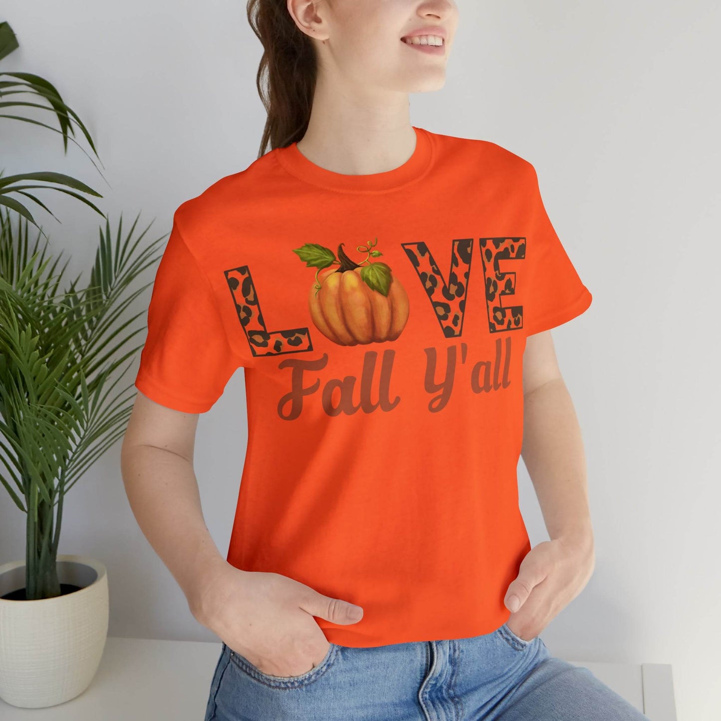 Leopard Print Love Fall Y'all Shirt, Pumpkin Shirt, Fall Shirt for Fall Lover, Fall gift - Giftsmojo
