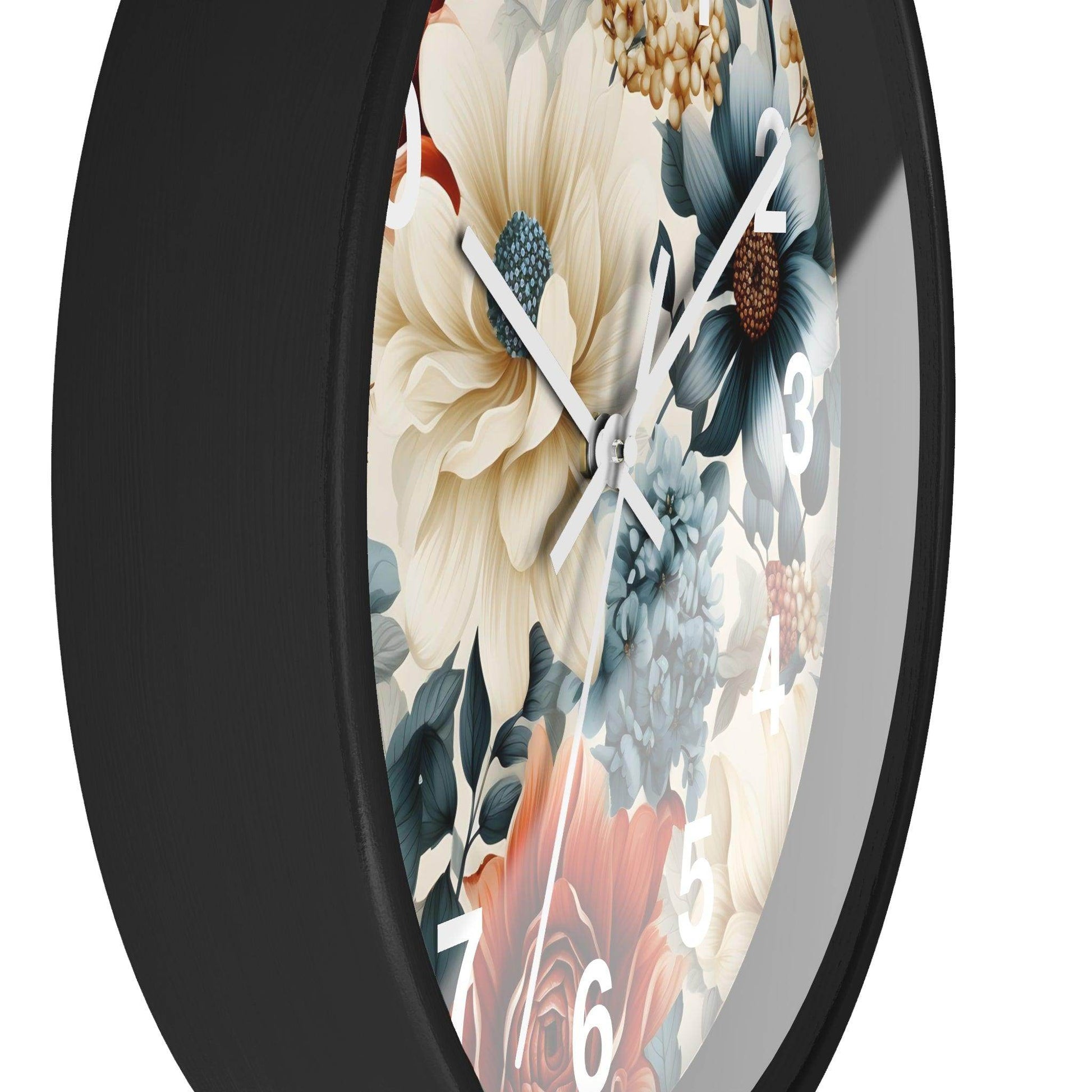 Wild Flower Wall Clock Floral Wall Clock Kids Room Home Decor New Home Gift House Warming Gift for New Home Owner, Dorm Room Clock Collage Student Clock - Giftsmojo