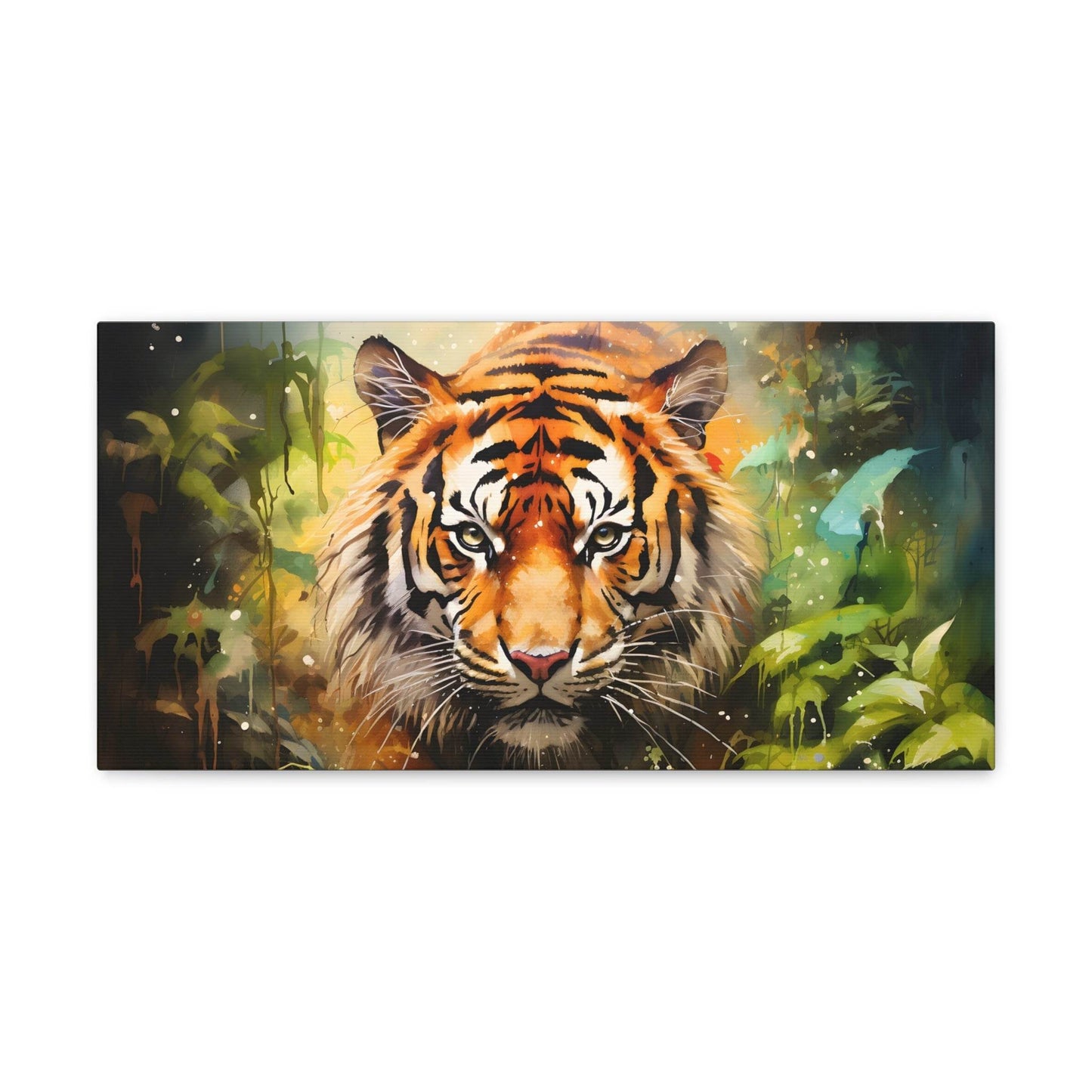 Watercolor Tiger In Nature Art Canvas Gallery Wraps Tiger Print Large Canvas Art Animal Wall Art minimalist Wall Art Lover Gift - Giftsmojo