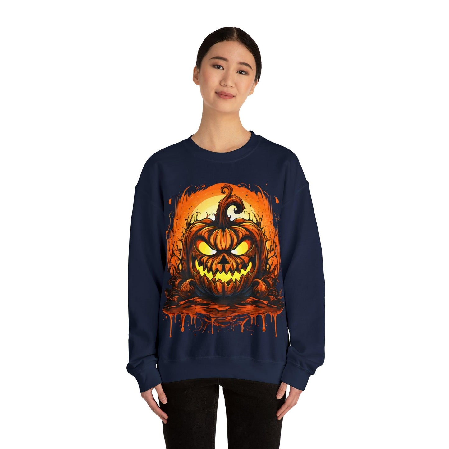 "Scary Jack O' Lantern Retro Halloween Sweatshirt: Elevate Your Halloween Styl - Giftsmojo
