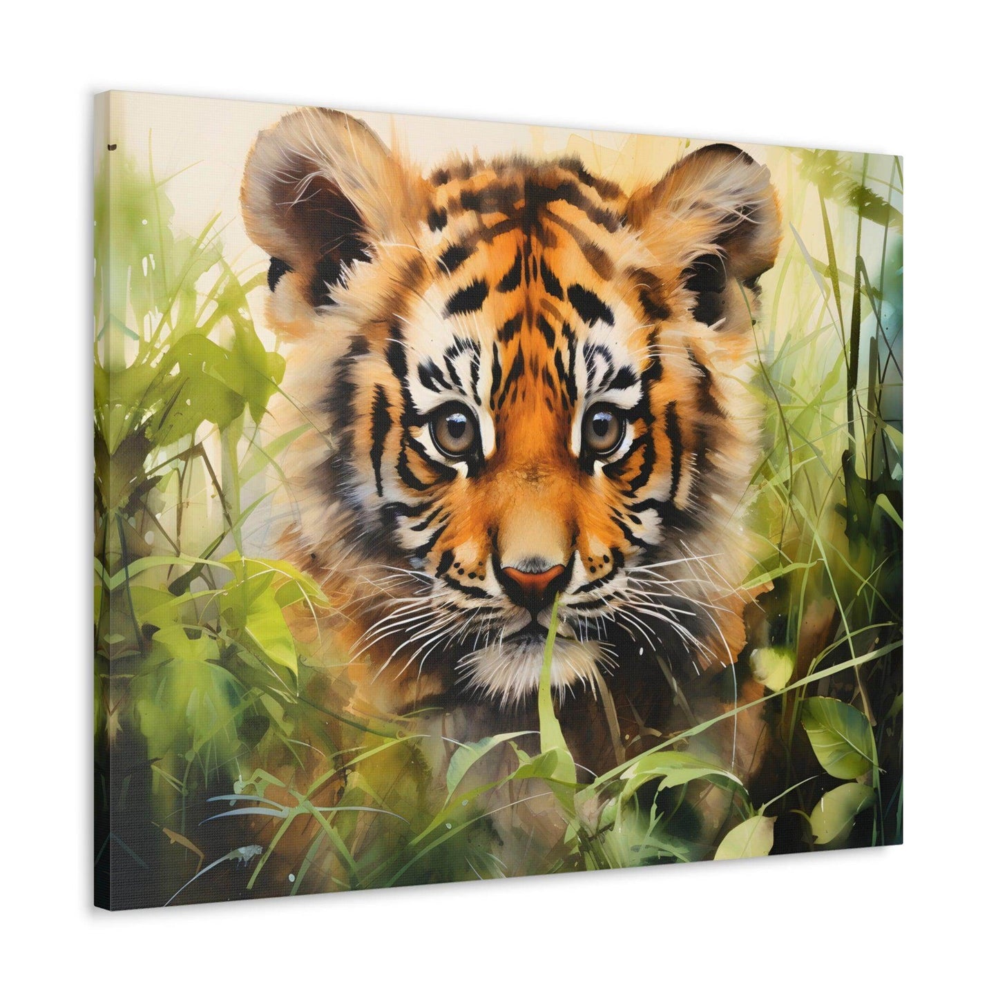 Watercolor Baby Tiger In Nature Art Canvas Gallery Wraps Tiger Print Large Canvas Art Animal Wall Art minimalist Wall Art Lover Gift - Giftsmojo