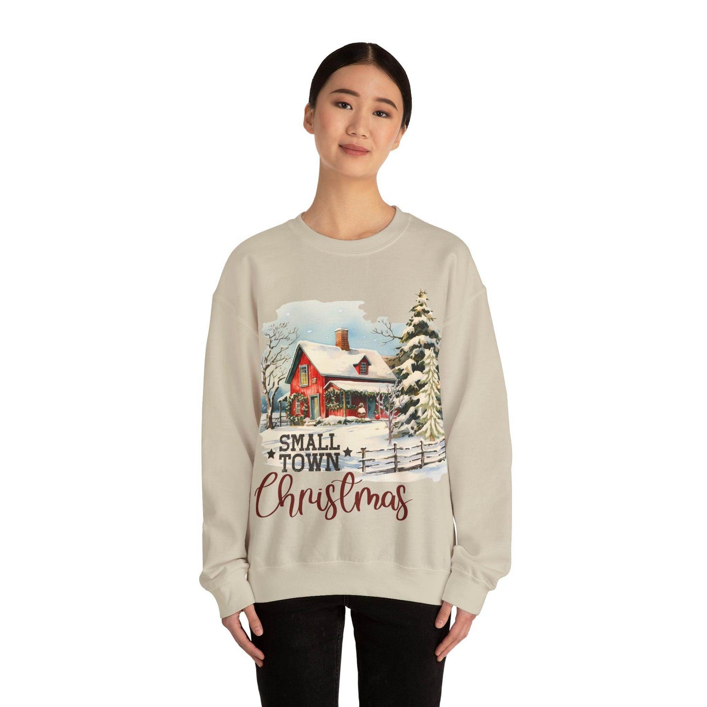 Small Town Christmas Sweatshirt Christmas on The Farm Sweatshirt Mooey Christmas Farm Sweatshirt Christmas Sweater Trendy Christmas Shirt Farmers - Giftsmojo