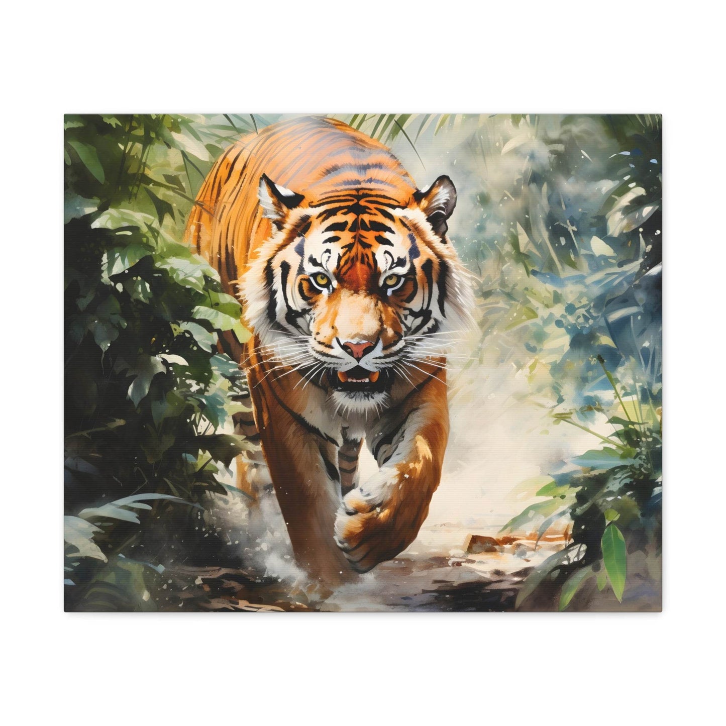 Watercolor Tiger In Nature Art Canvas Gallery Wraps Tiger Print Large Canvas Art Animal Wall Art minimalist Wall Art Lover Gift - Giftsmojo