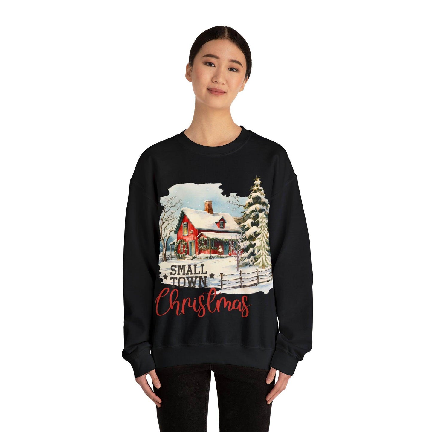 Small Town Christmas Sweatshirt Christmas on The Farm Sweatshirt Mooey Christmas Farm Sweatshirt Christmas Sweater Trendy Christmas Shirt Farmers - Giftsmojo
