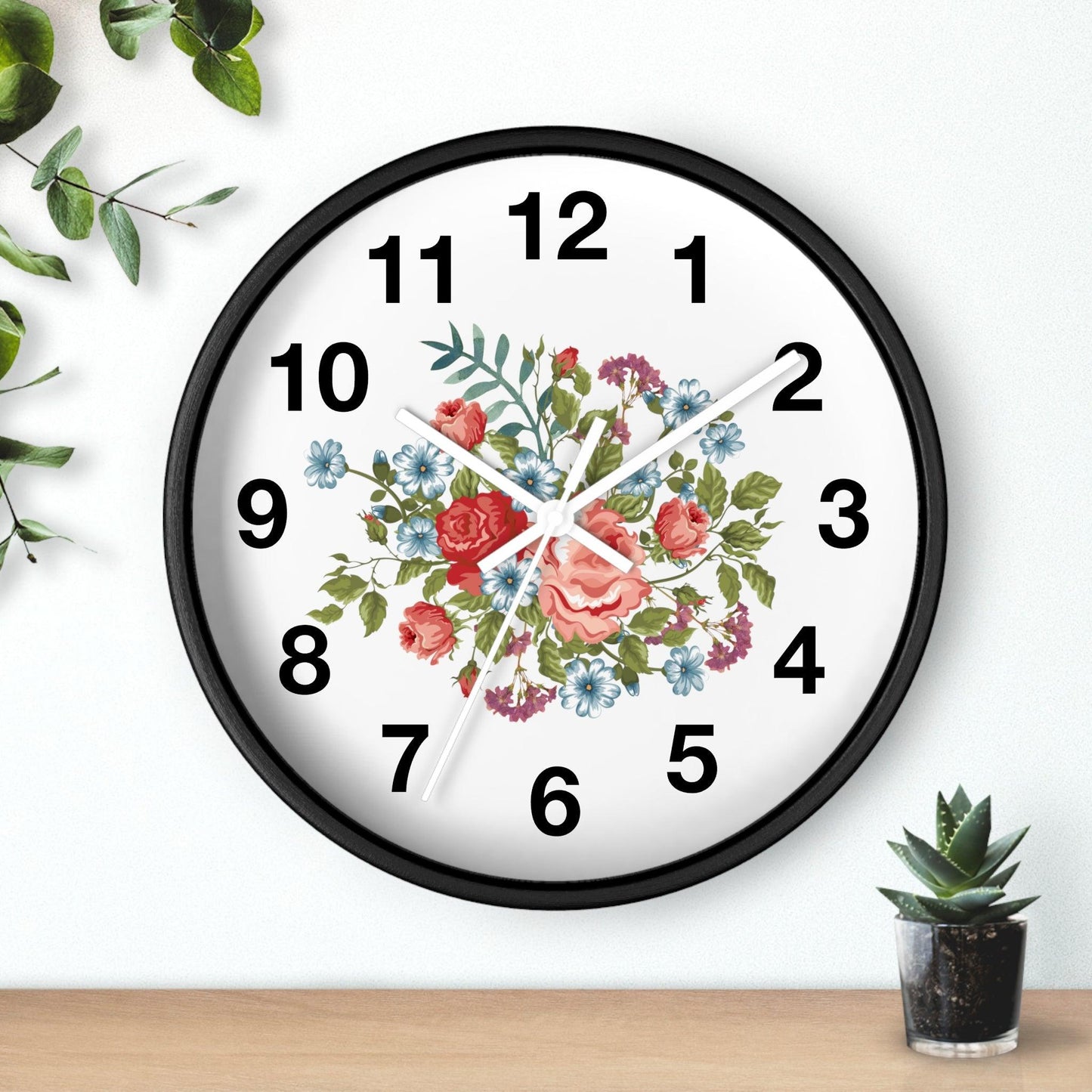Flower Wall Clock Floral Wall Clock Home Decor Gift House Warming Gift- New Home Gift Mom Gift Farmhouse Clocks For Wall Living Room Bedroom