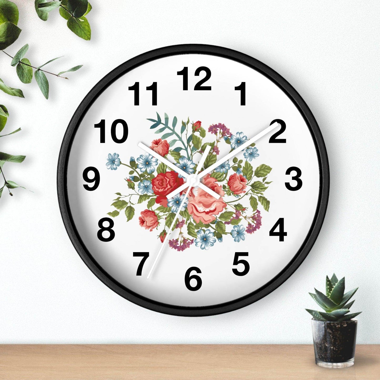 Flower Wall Clock Floral Wall Clock Home Decor Gift House Warming Gift- New Home Gift Mom Gift Farmhouse Clocks For Wall Living Room Bedroom - Giftsmojo