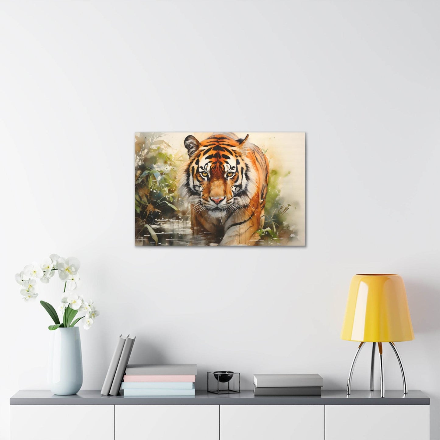 Watercolor Tiger In Nature Art Canvas Gallery Wraps Tiger Print Large Canvas Art Animal Wall Art minimalist Wall Art Lover Gift - Giftsmojo