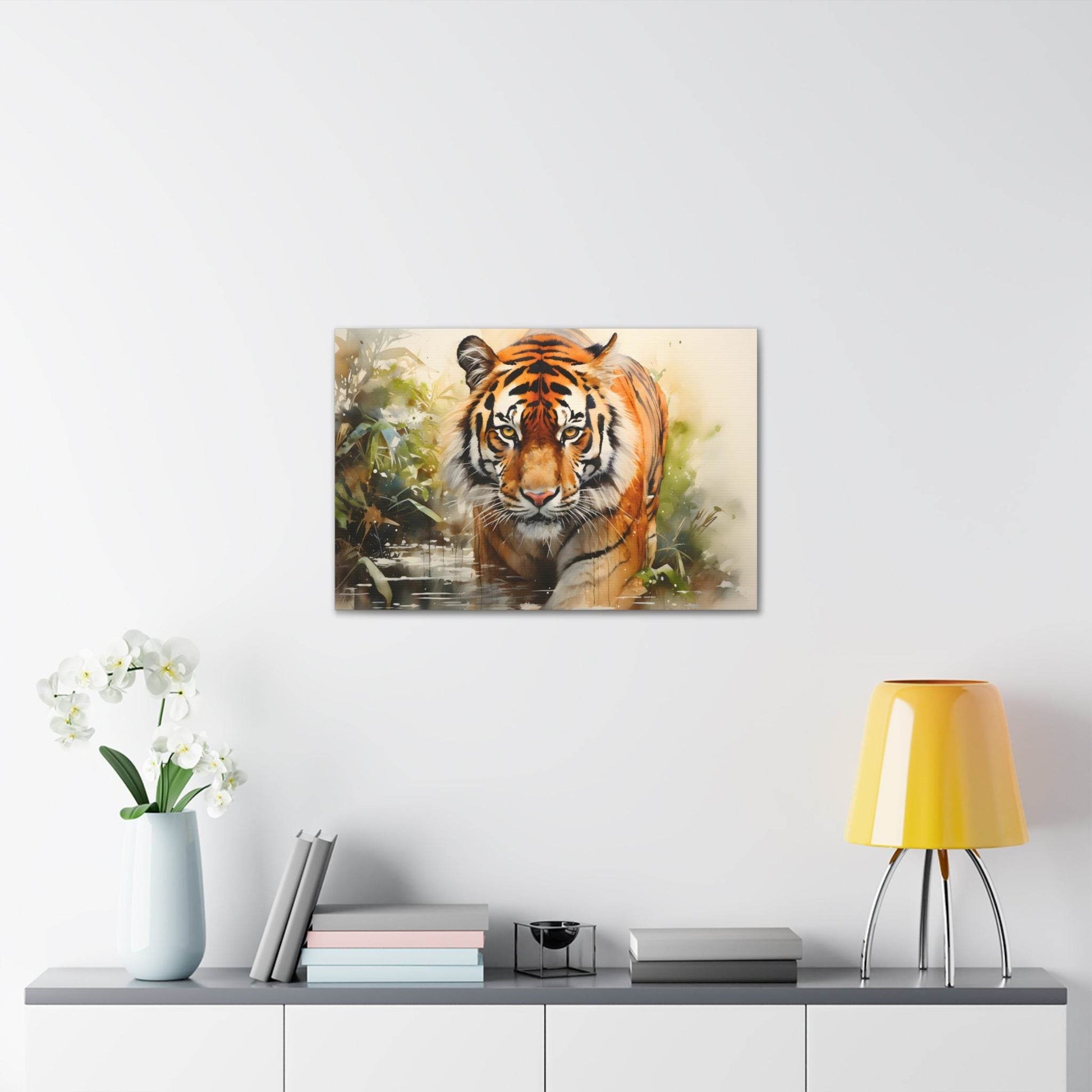 Watercolor Tiger In Nature Art Canvas Gallery Wraps Tiger Print Large Canvas Art Animal Wall Art minimalist Wall Art Lover Gift - Giftsmojo