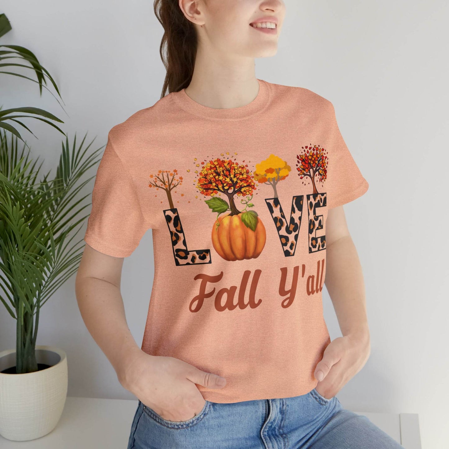 Leopard Print Love Fall Y'all, Fall shirt, Fall lover gift, Nature lover gift. - Giftsmojo