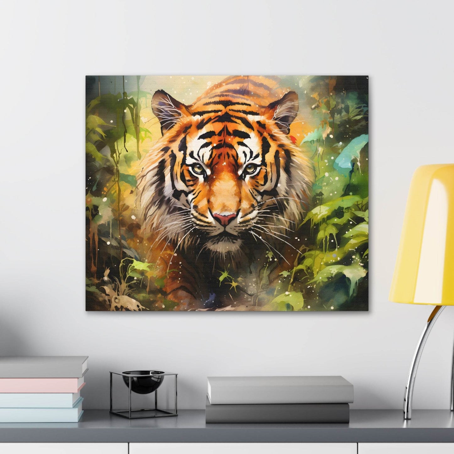 Watercolor Tiger In Nature Art Canvas Gallery Wraps Tiger Print Large Canvas Art Animal Wall Art minimalist Wall Art Lover Gift - Giftsmojo