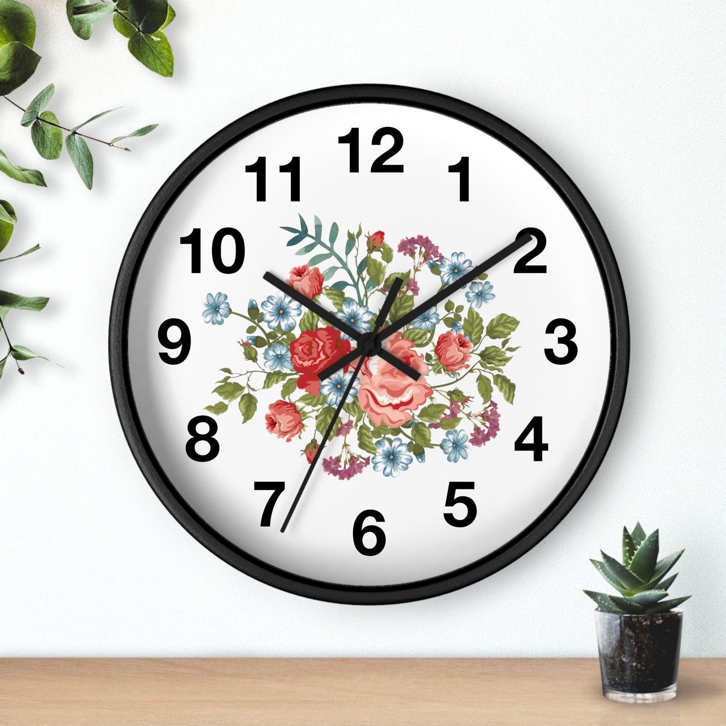 Flower Wall Clock Floral Wall Clock Home Decor Gift House Warming Gift- New Home Gift Mom Gift Farmhouse Clocks For Wall Living Room Bedroom