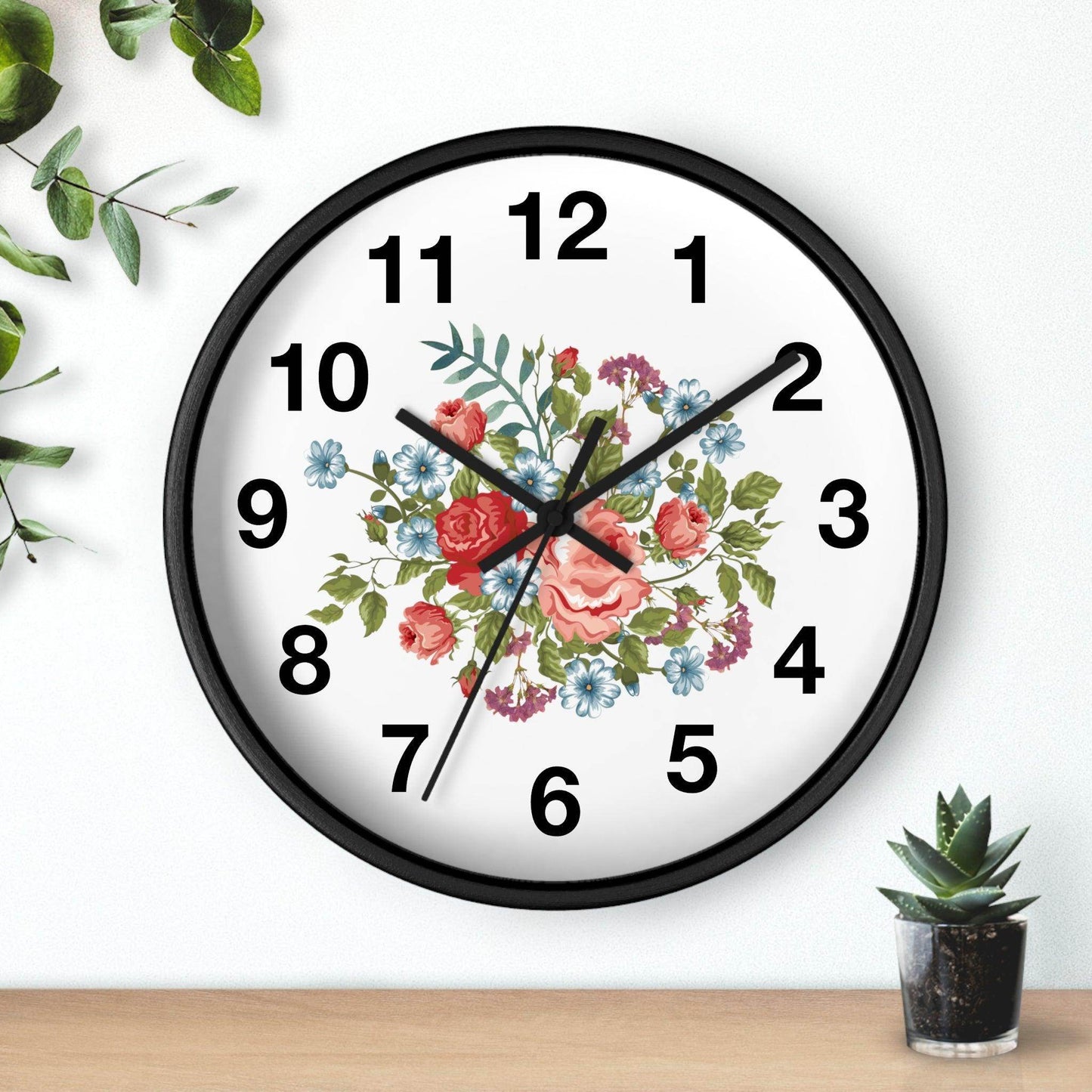 Flower Wall Clock Floral Wall Clock Home Decor Gift House Warming Gift- New Home Gift Mom Gift Farmhouse Clocks For Wall Living Room Bedroom - Giftsmojo