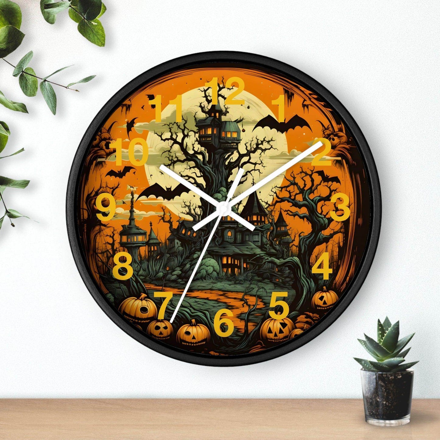 Halloween decor Halloween Ghost Wall Clock Halloween Wall Clocks Halloween Clock Fall Clock Halloween Decor - Giftsmojo