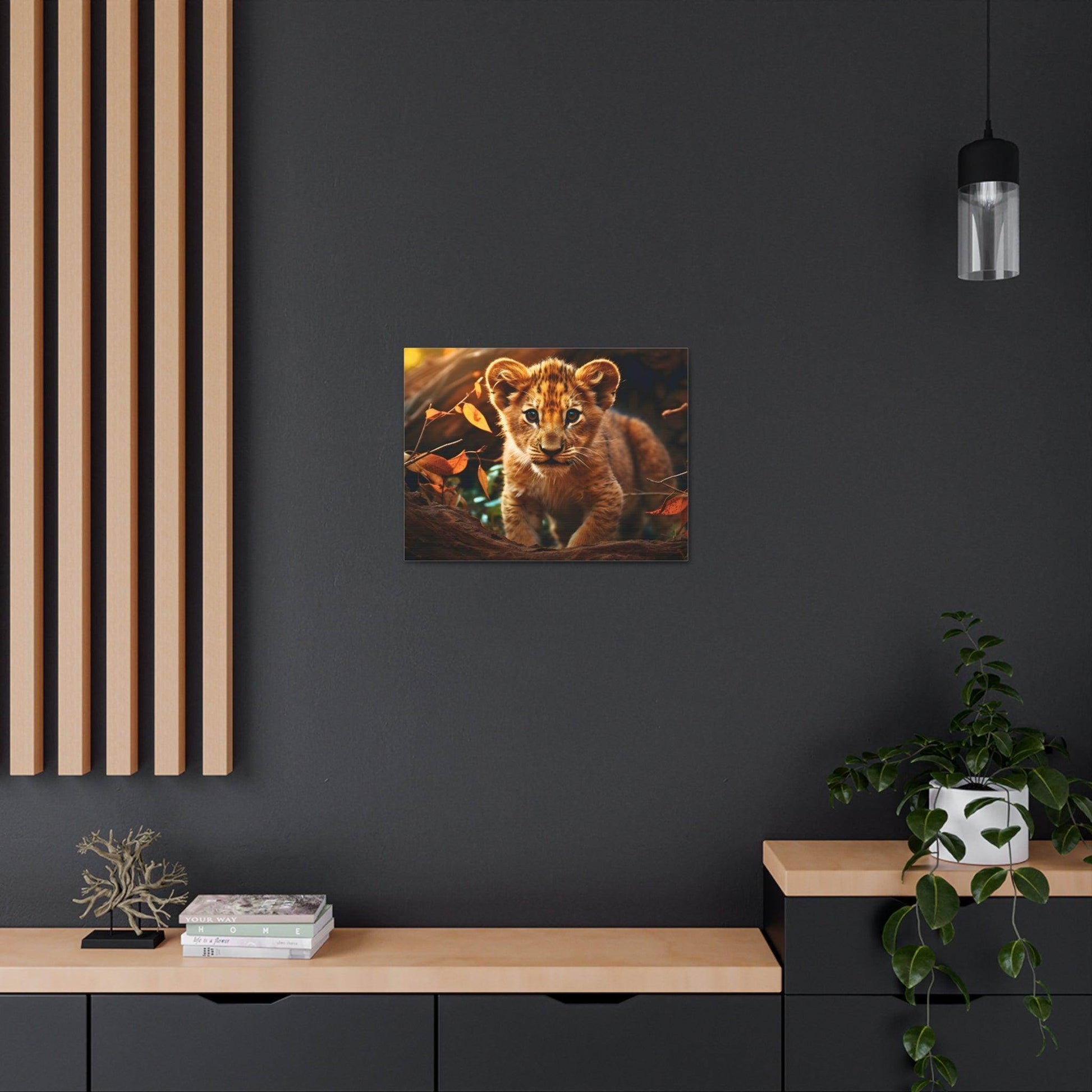 Baby Lion Cub Print Animal Nature Art Safari Nursery Canvas Gallery Wraps Baby Lion Print Large Canvas Art Animal Wall Art Lover Gift - Giftsmojo