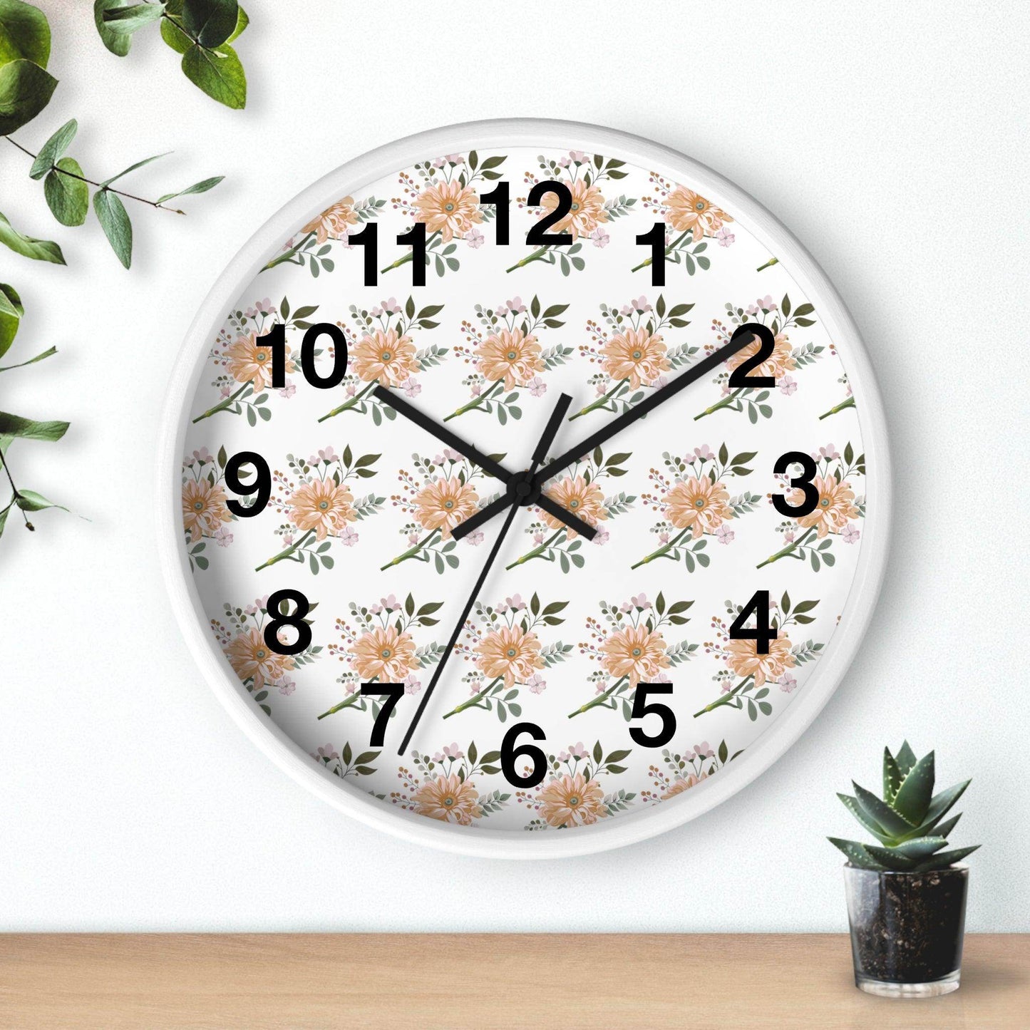 Flower wall clock, Wall clock. Floral Wall Clock, Home decor gift, House Warming gift, unique Gift, Mom gift - Giftsmojo
