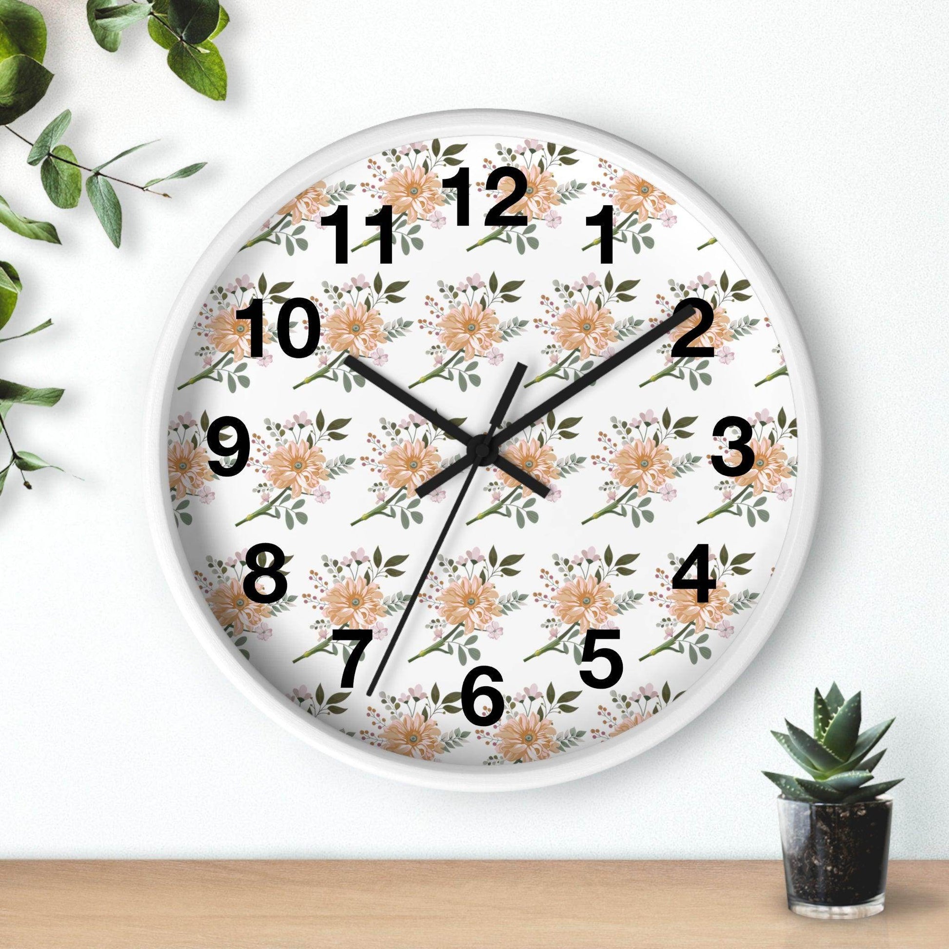 Flower wall clock, Wall clock. Floral Wall Clock, Home decor gift, House Warming gift, unique Gift, Mom gift - Giftsmojo