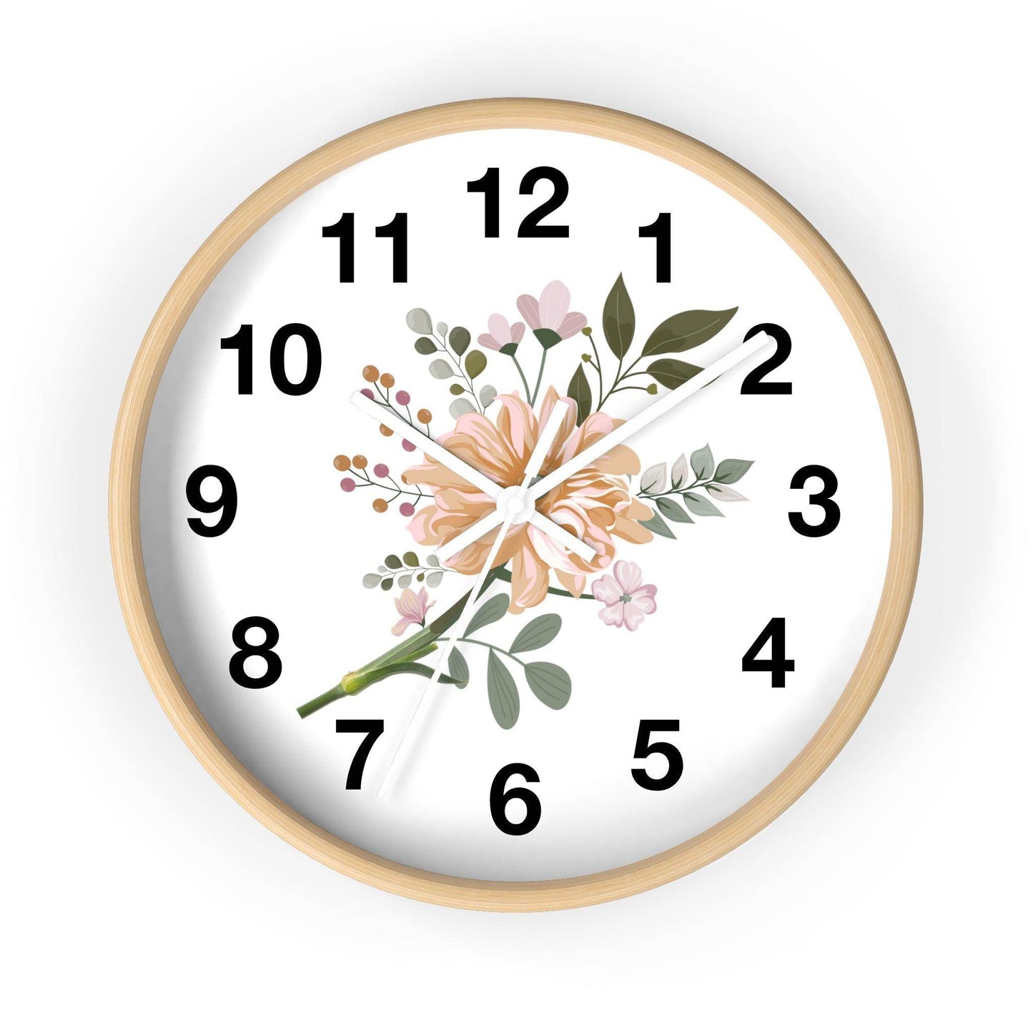 Flower Wall Clock Floral Wall Clock Home Decor Gift House Warming Gift - Mom Gift Unique Gift Farmhouse Clocks For Wall Living Room Bedroom - Giftsmojo